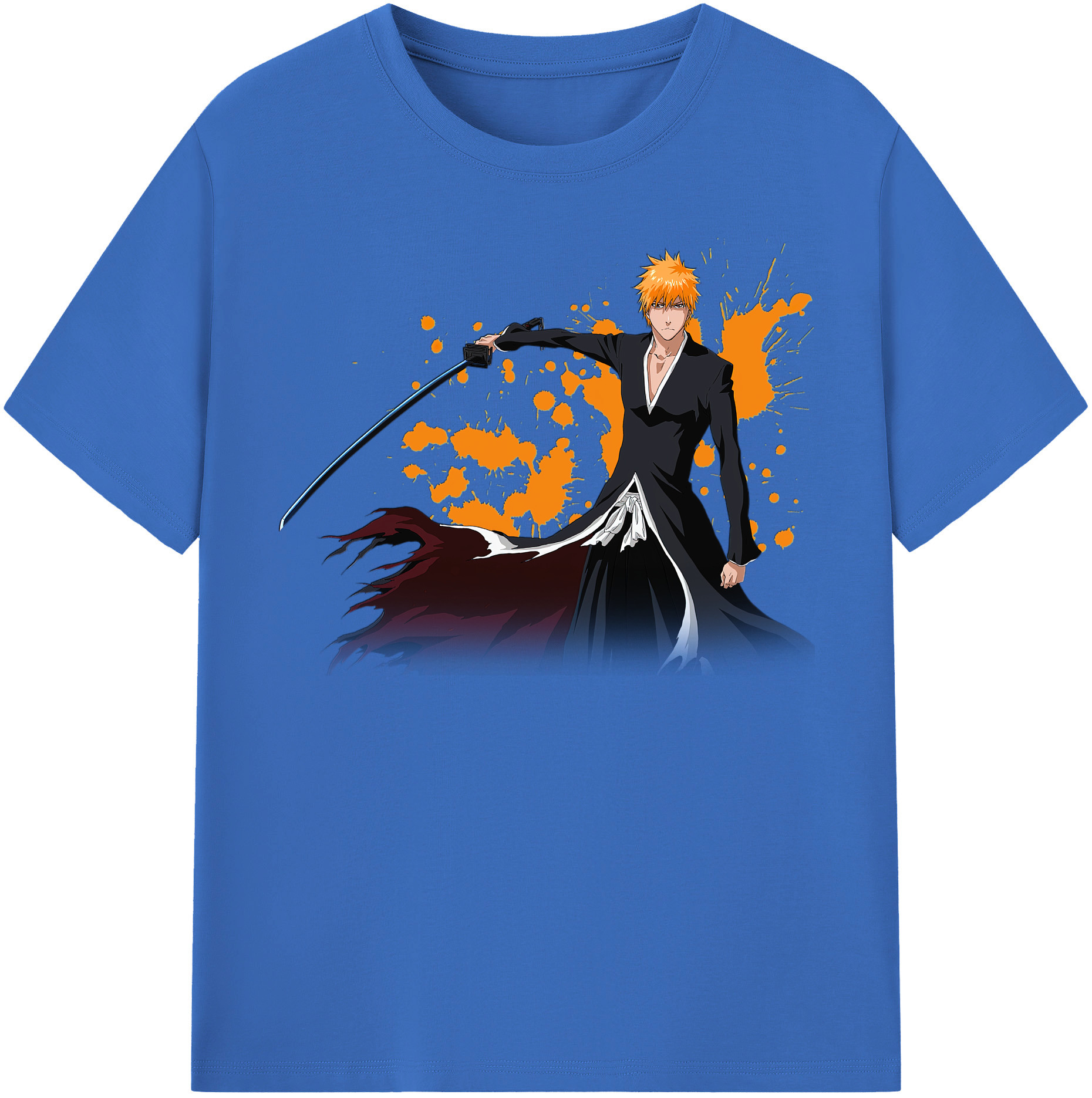 （画像用） ブリーチ 黒崎一護（くろさき いちご）BLEACH Kurosaki Ichigo 綿100％半袖Tシャツ（フロントプリント）