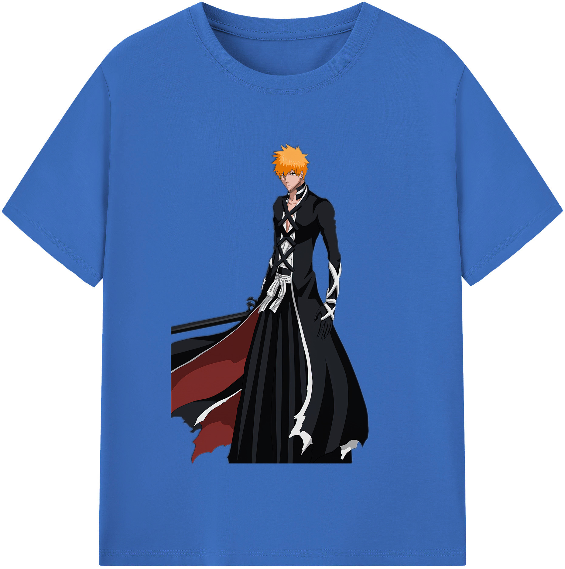 （画像用） ブリーチ 黒崎一護（くろさき いちご）BLEACH Kurosaki Ichigo 綿100％半袖Tシャツ（フロントプリント）