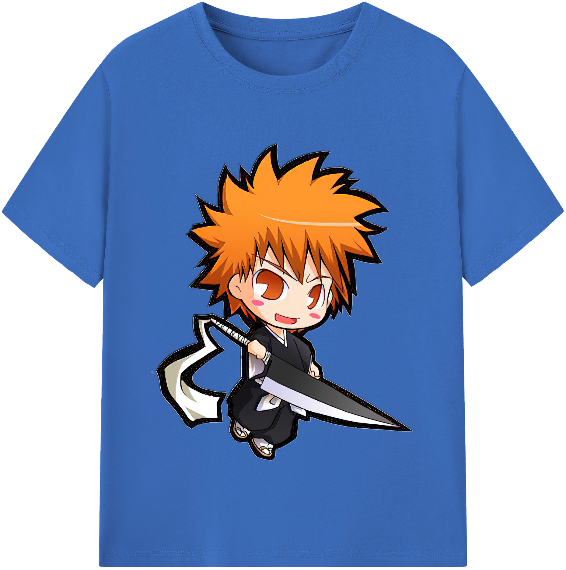 （画像用） ブリーチ 黒崎一護（くろさき いちご）BLEACH Kurosaki Ichigo 綿100％半袖Tシャツ（フロントプリント）