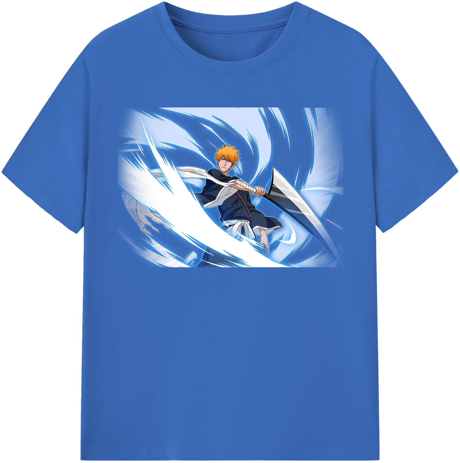 （画像用） ブリーチ 黒崎一護（くろさき いちご）BLEACH Kurosaki Ichigo 綿100％半袖Tシャツ（フロントプリント）
