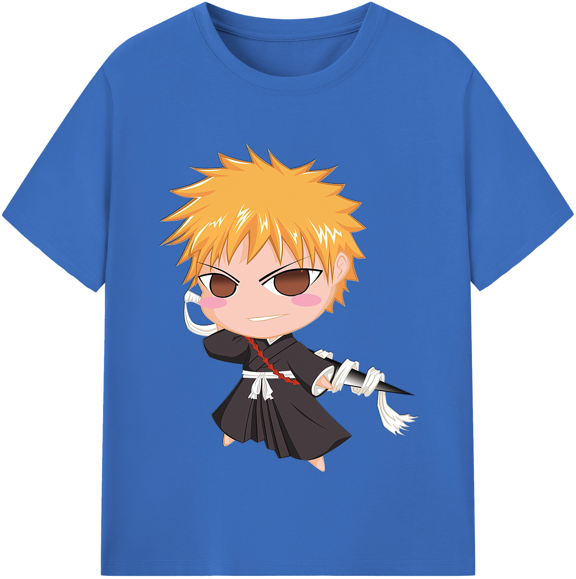 （画像用） ブリーチ 黒崎一護（くろさき いちご）BLEACH Kurosaki Ichigo 綿100％半袖Tシャツ（フロントプリント）