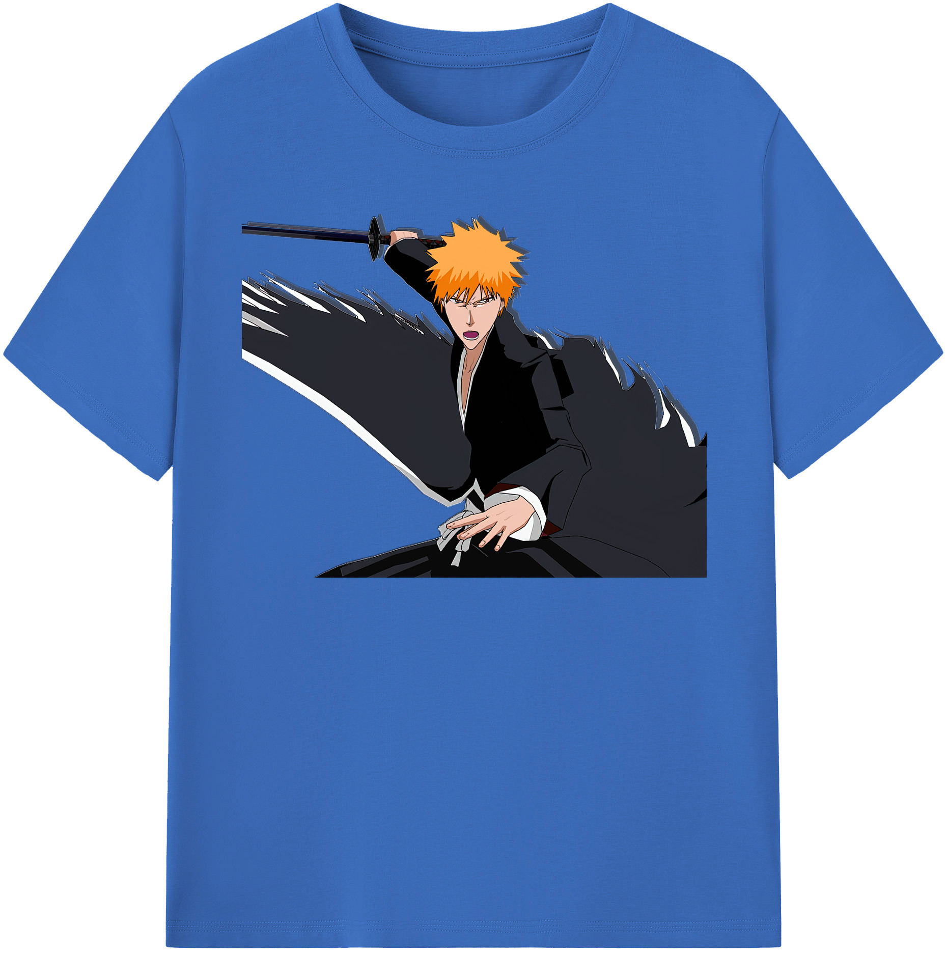 （画像用） ブリーチ 黒崎一護（くろさき いちご）BLEACH Kurosaki Ichigo 綿100％半袖Tシャツ（フロントプリント）