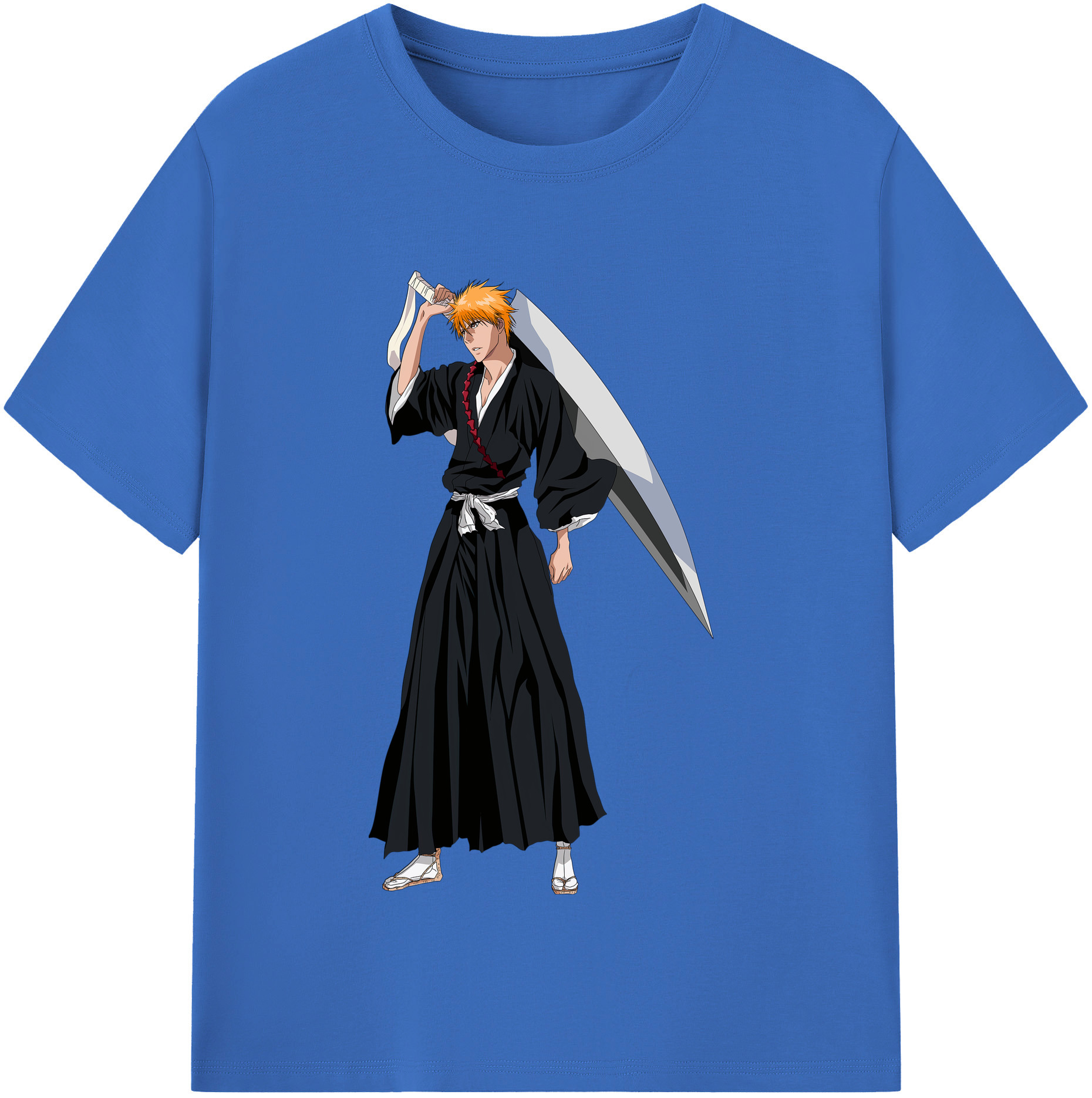 （画像用） ブリーチ 黒崎一護（くろさき いちご）BLEACH Kurosaki Ichigo 綿100％半袖Tシャツ（フロントプリント）