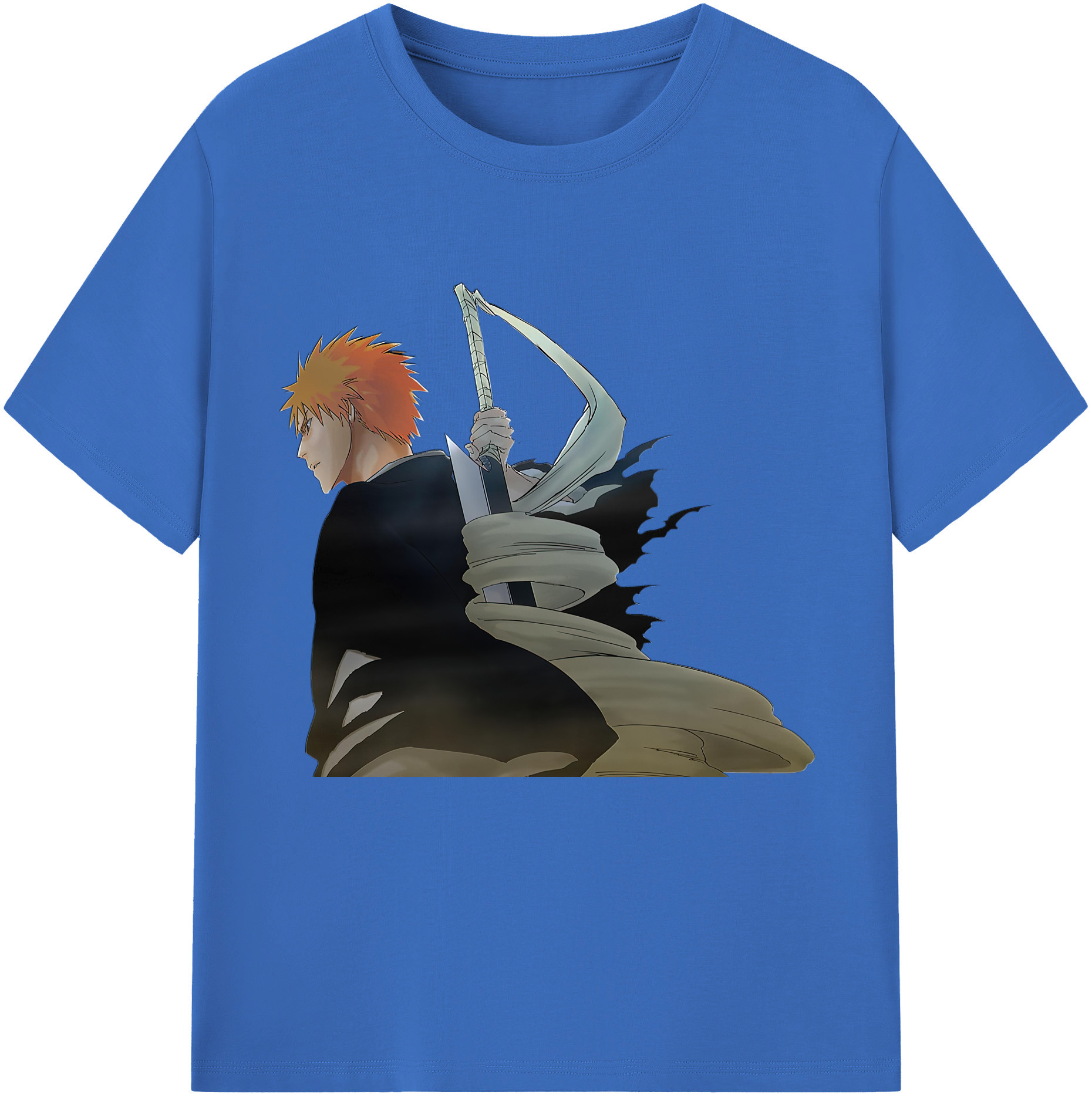 （画像用） ブリーチ 黒崎一護（くろさき いちご）BLEACH Kurosaki Ichigo 綿100％半袖Tシャツ（フロントプリント）