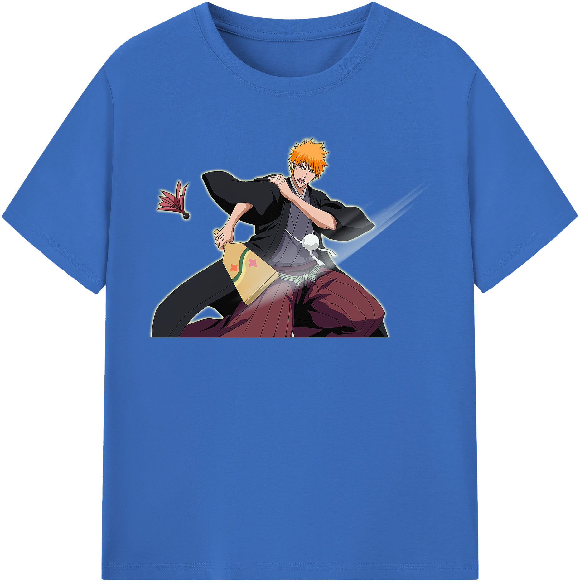 （画像用） ブリーチ 黒崎一護（くろさき いちご）BLEACH Kurosaki Ichigo 綿100％半袖Tシャツ（フロントプリント）