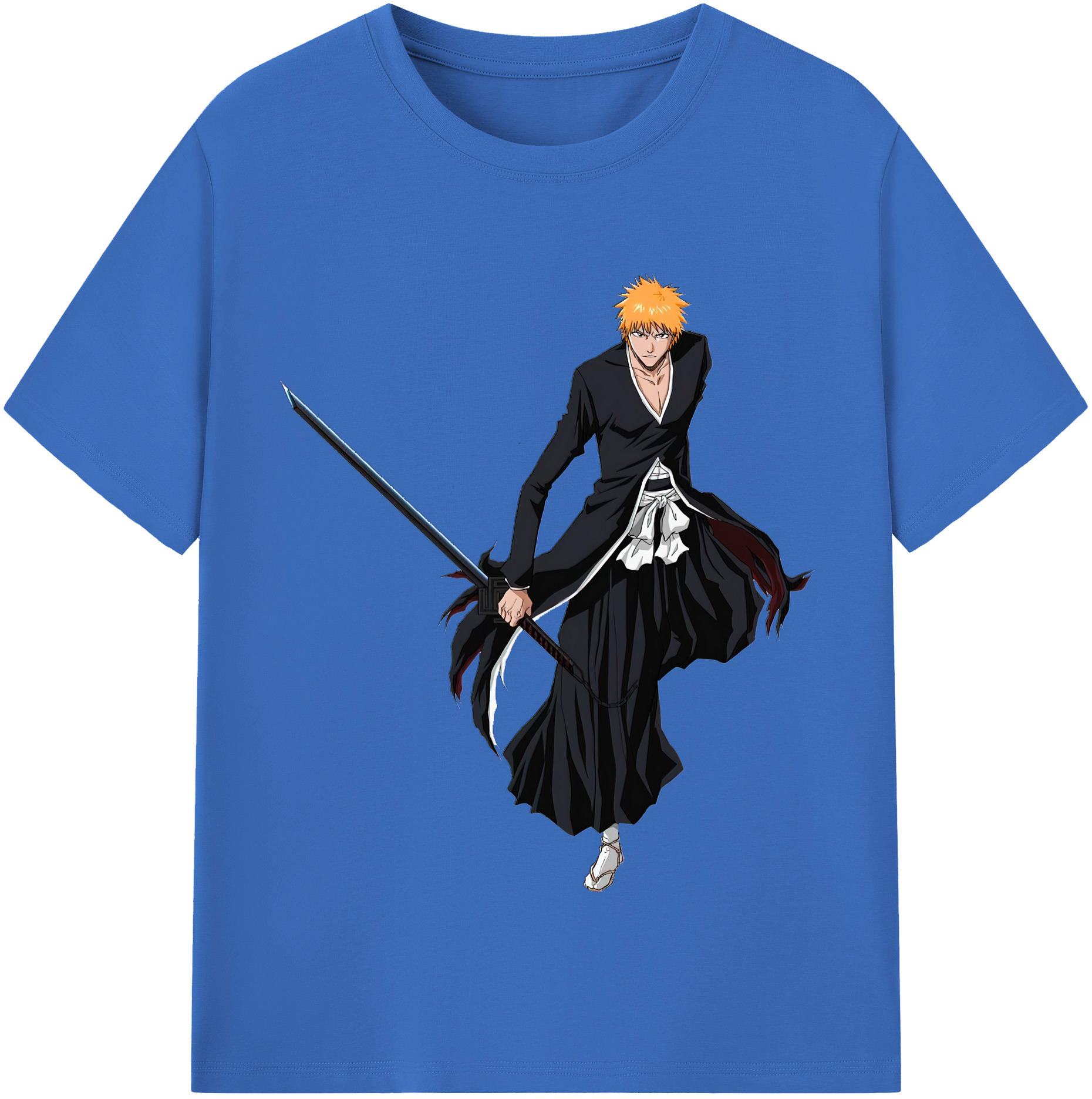 （画像用） ブリーチ 黒崎一護（くろさき いちご）BLEACH Kurosaki Ichigo 綿100％半袖Tシャツ（フロントプリント）