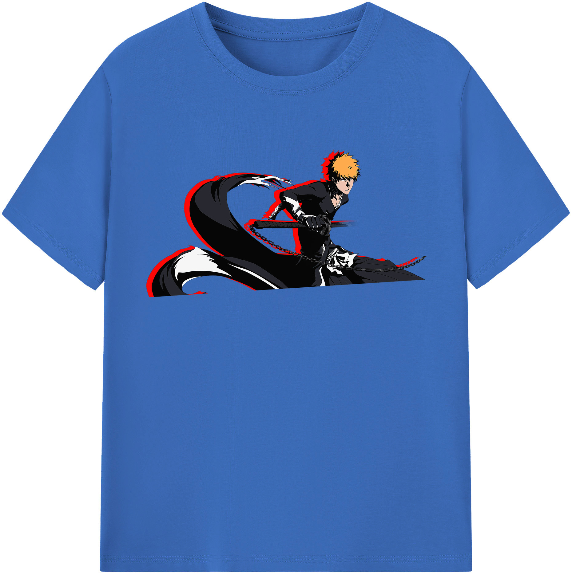 （画像用） ブリーチ 黒崎一護（くろさき いちご）BLEACH Kurosaki Ichigo 綿100％半袖Tシャツ（フロントプリント）