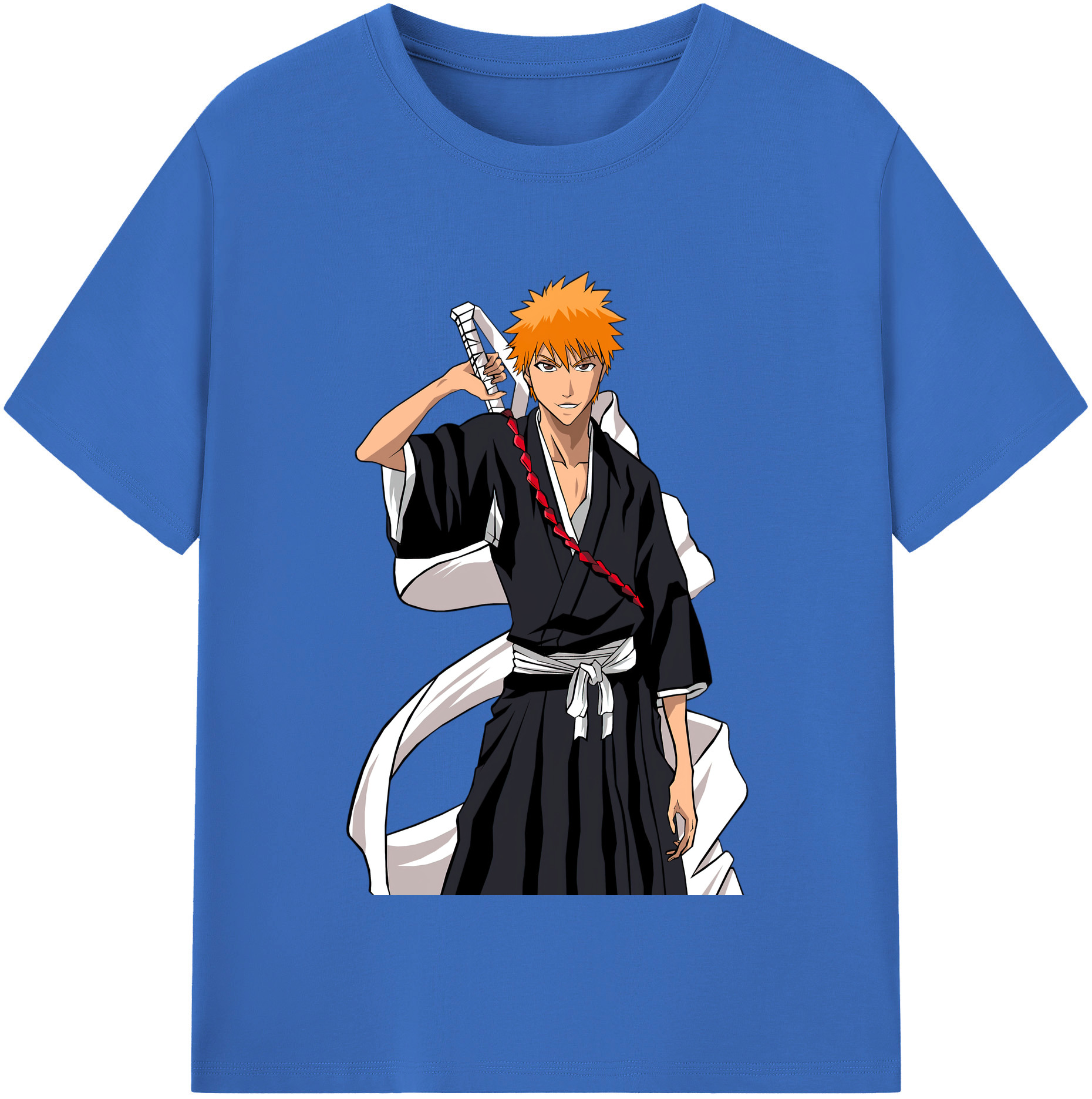 （画像用） ブリーチ 黒崎一護（くろさき いちご）BLEACH Kurosaki Ichigo 綿100％半袖Tシャツ（フロントプリント）
