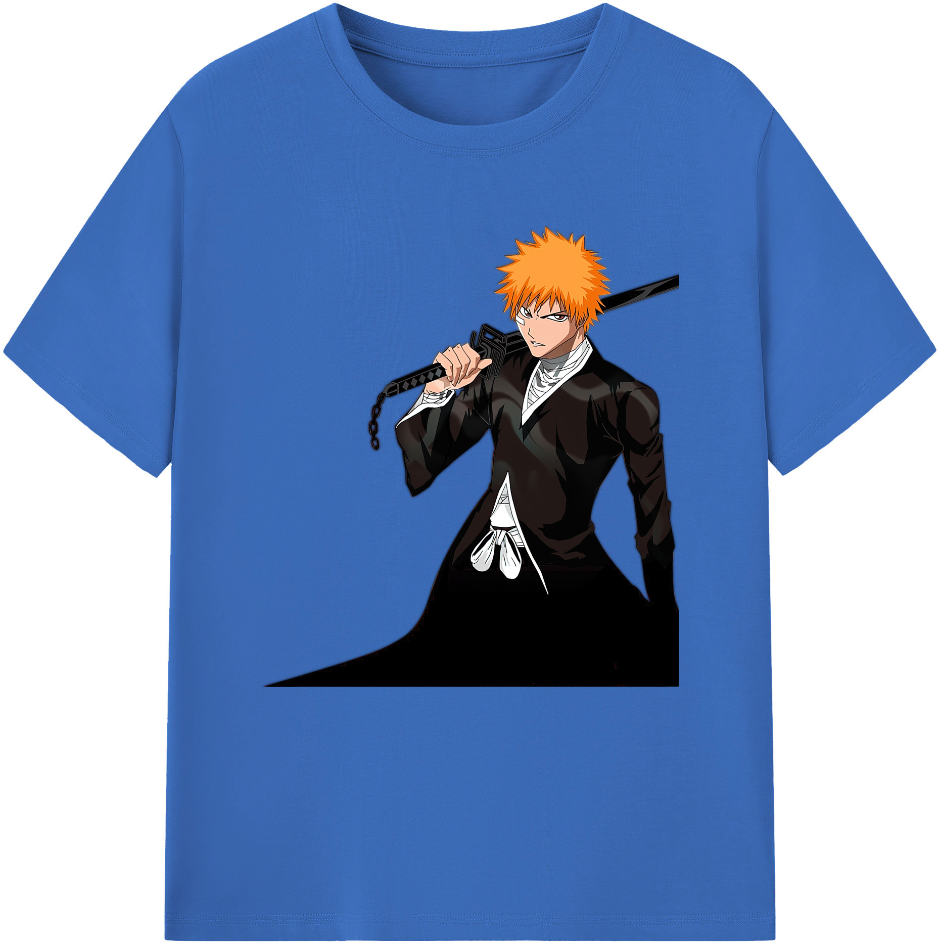 （画像用） ブリーチ 黒崎一護（くろさき いちご）BLEACH Kurosaki Ichigo 綿100％半袖Tシャツ（フロントプリント）