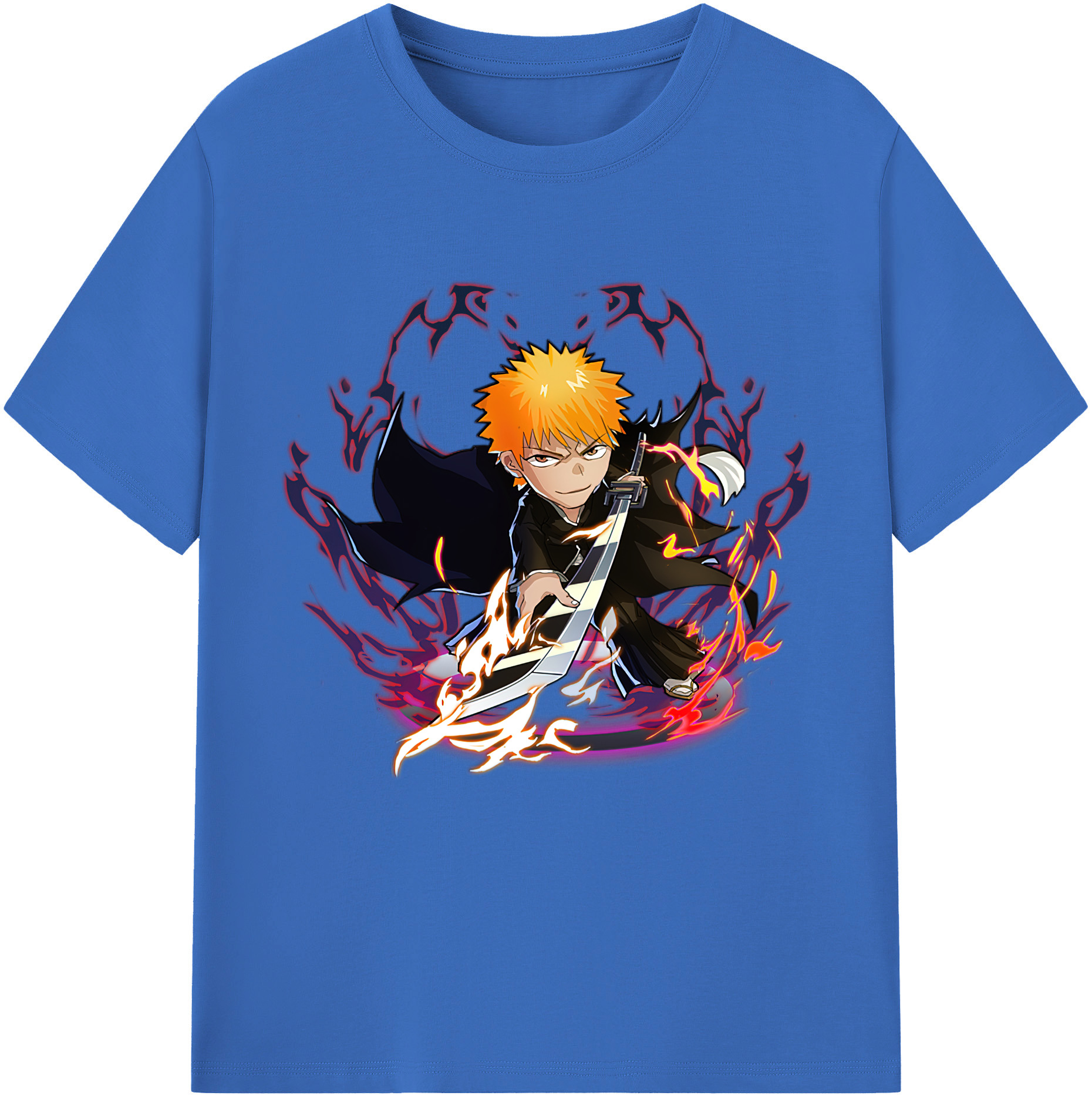 （画像用） ブリーチ 黒崎一護（くろさき いちご）BLEACH Kurosaki Ichigo 綿100％半袖Tシャツ（フロントプリント）