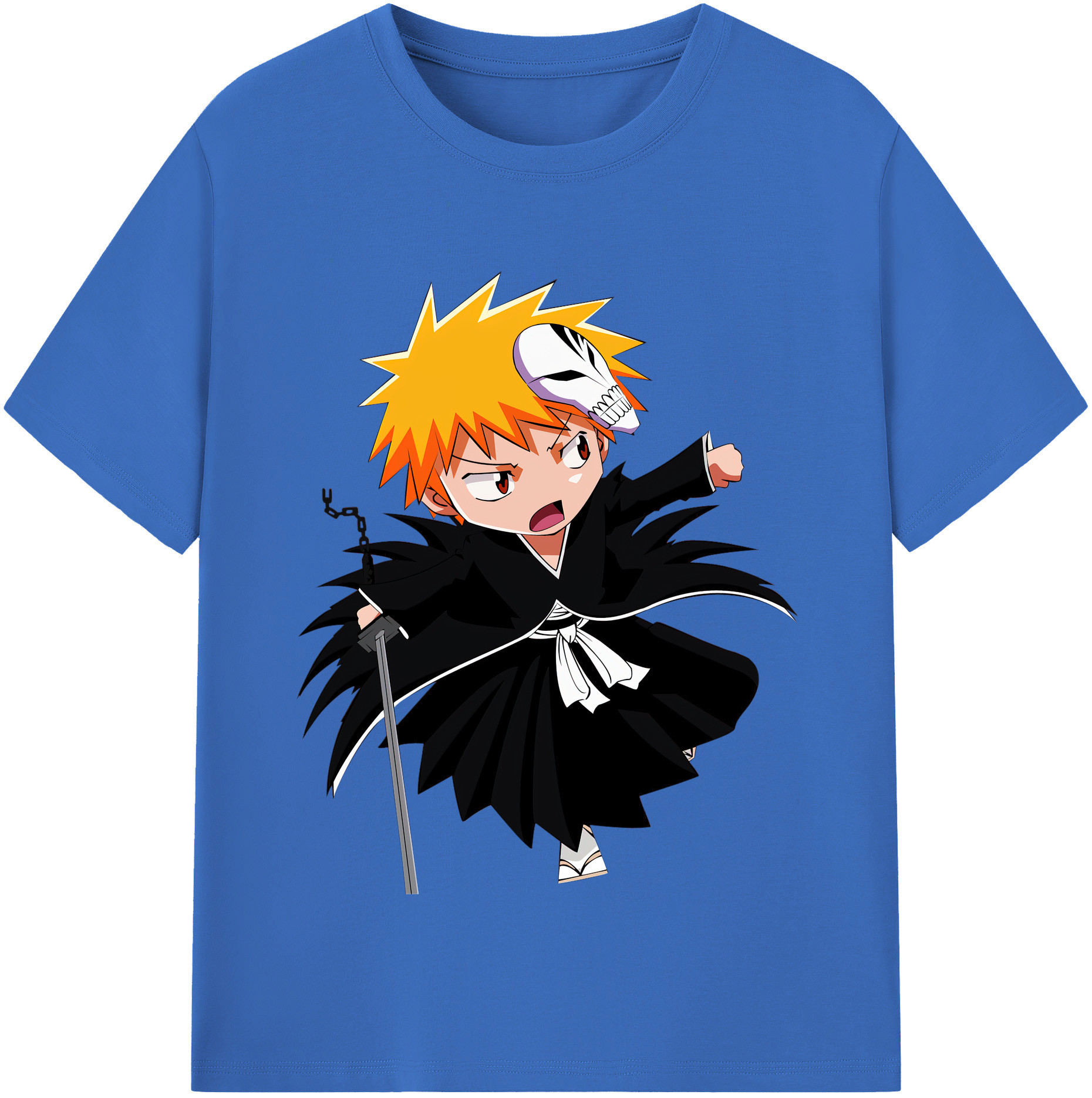 （画像用） ブリーチ 黒崎一護（くろさき いちご）BLEACH Kurosaki Ichigo 綿100％半袖Tシャツ（フロントプリント）