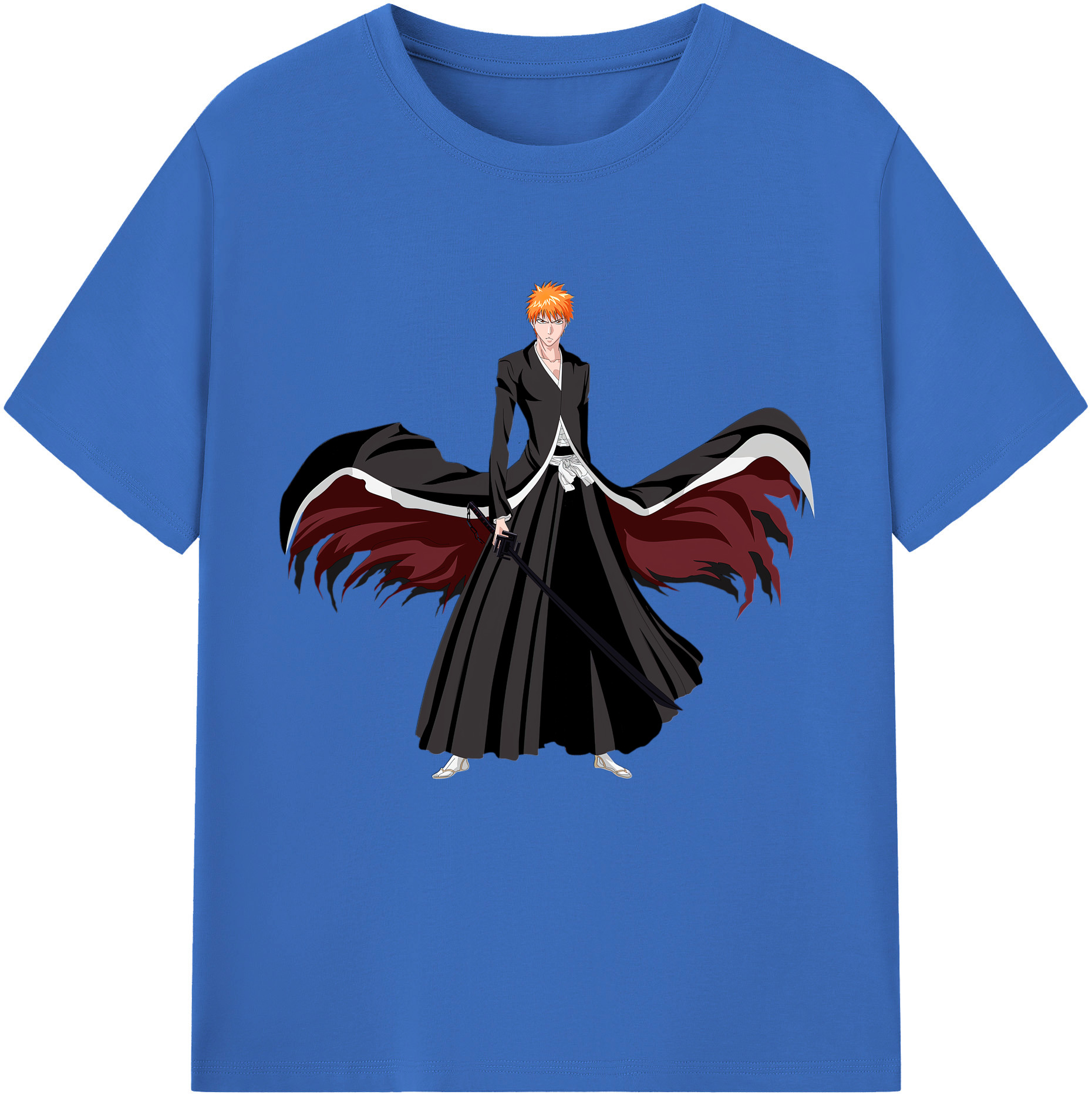 （画像用） ブリーチ 黒崎一護（くろさき いちご）BLEACH Kurosaki Ichigo 綿100％半袖Tシャツ（フロントプリント）