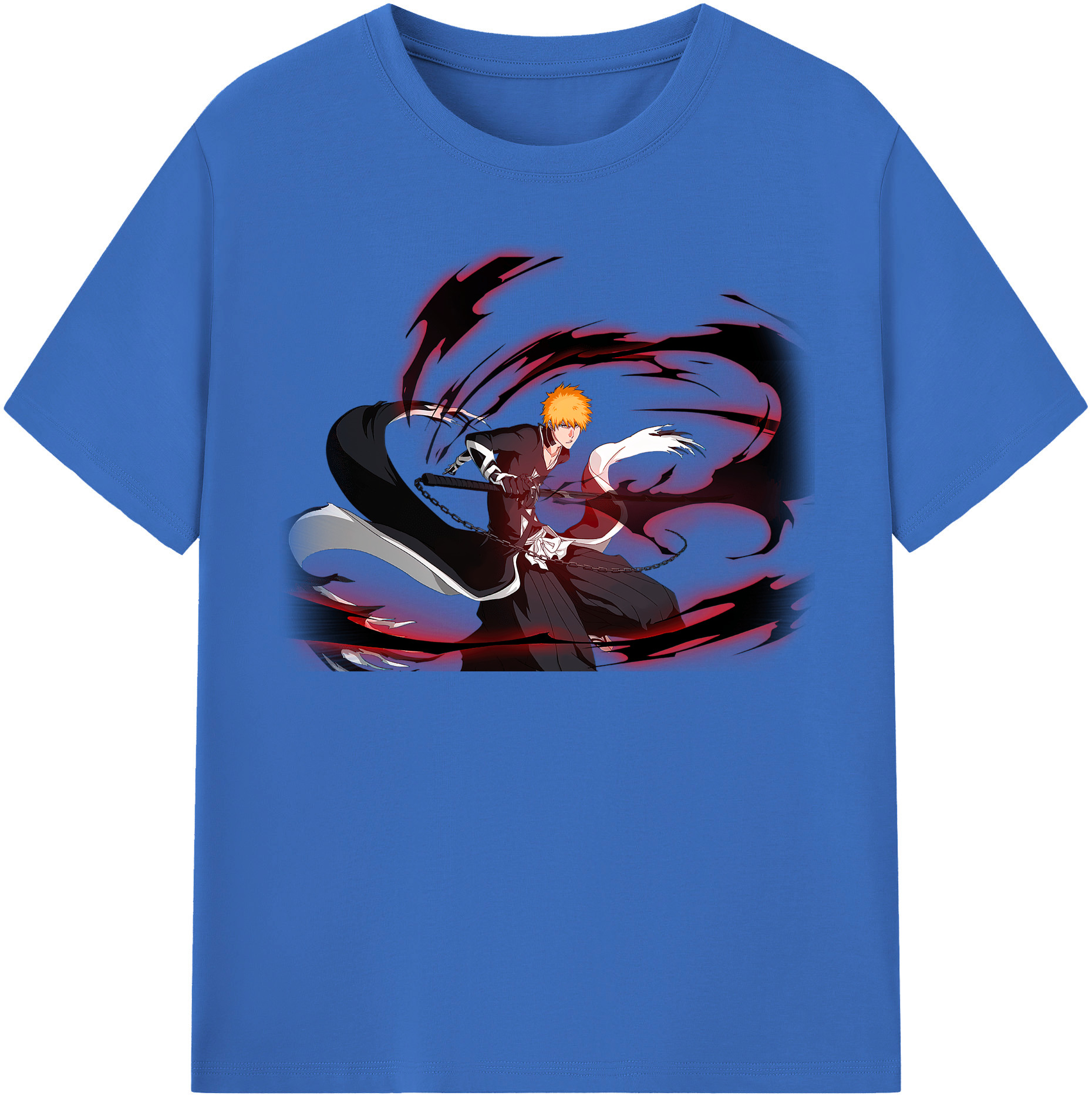 （画像用） ブリーチ 黒崎一護（くろさき いちご）BLEACH Kurosaki Ichigo 綿100％半袖Tシャツ（フロントプリント）