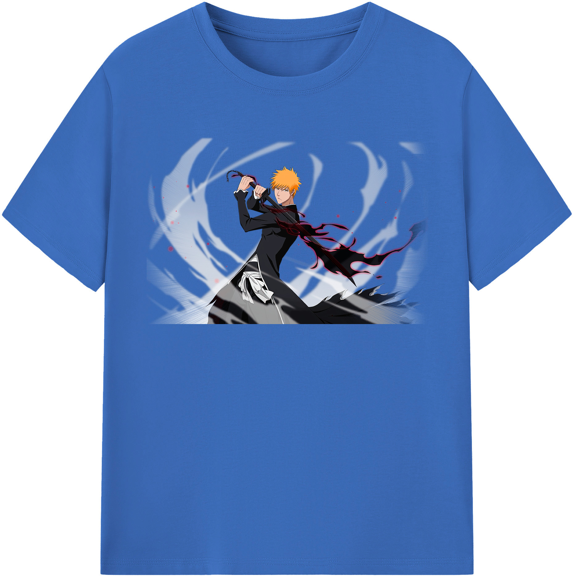 （画像用） ブリーチ 黒崎一護（くろさき いちご）BLEACH Kurosaki Ichigo 綿100％半袖Tシャツ（フロントプリント）