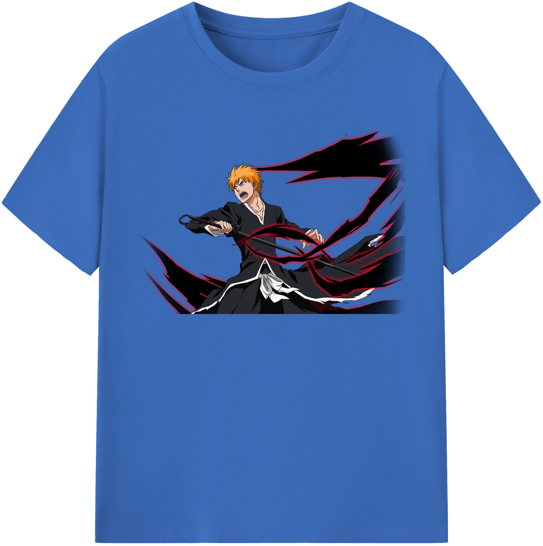 （画像用） ブリーチ 黒崎一護（くろさき いちご）BLEACH Kurosaki Ichigo 綿100％半袖Tシャツ（フロントプリント）