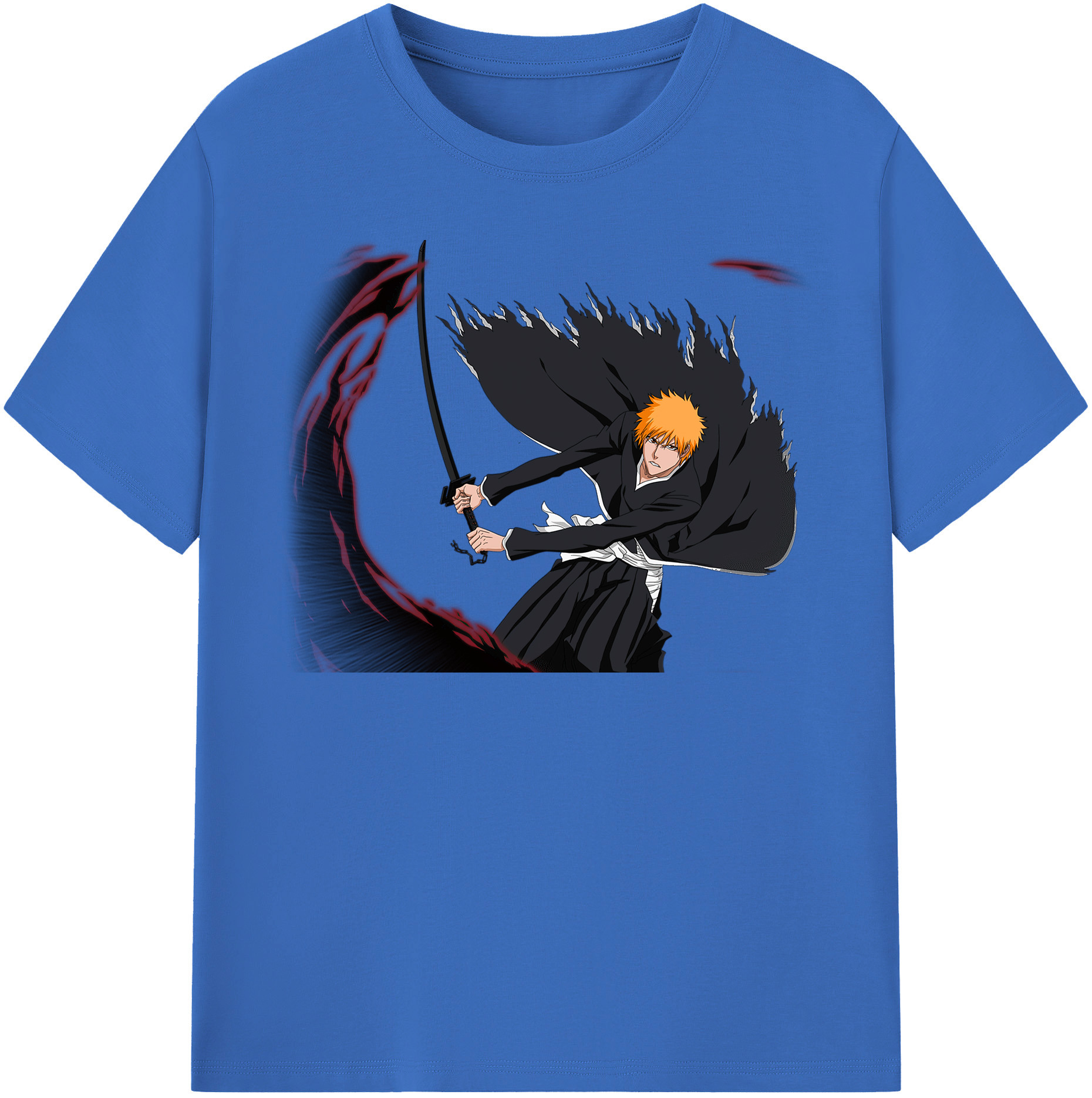 （画像用） ブリーチ 黒崎一護（くろさき いちご）BLEACH Kurosaki Ichigo 綿100％半袖Tシャツ（フロントプリント）