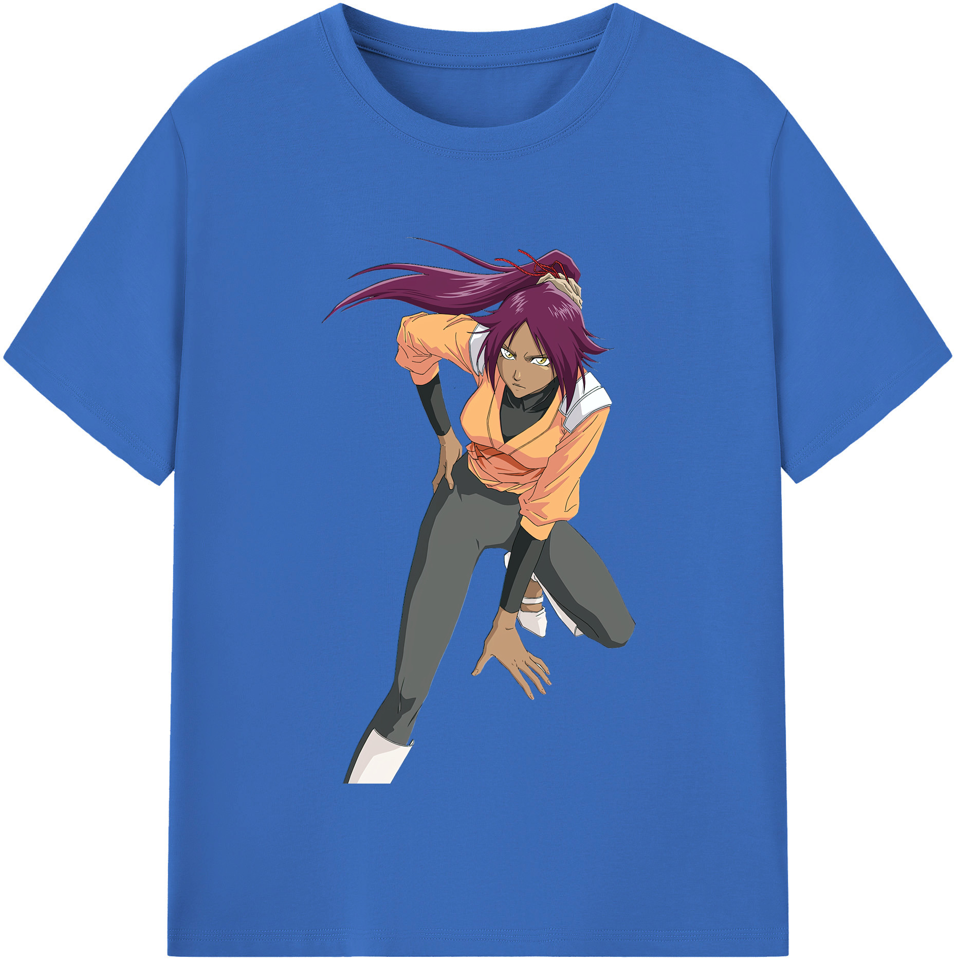 （画像用） ブリーチ 四楓院 夜一（しほういん よるいち） BLEACH Shihouin Yoruichi 綿100％半袖Tシャツ（フロントプリント）