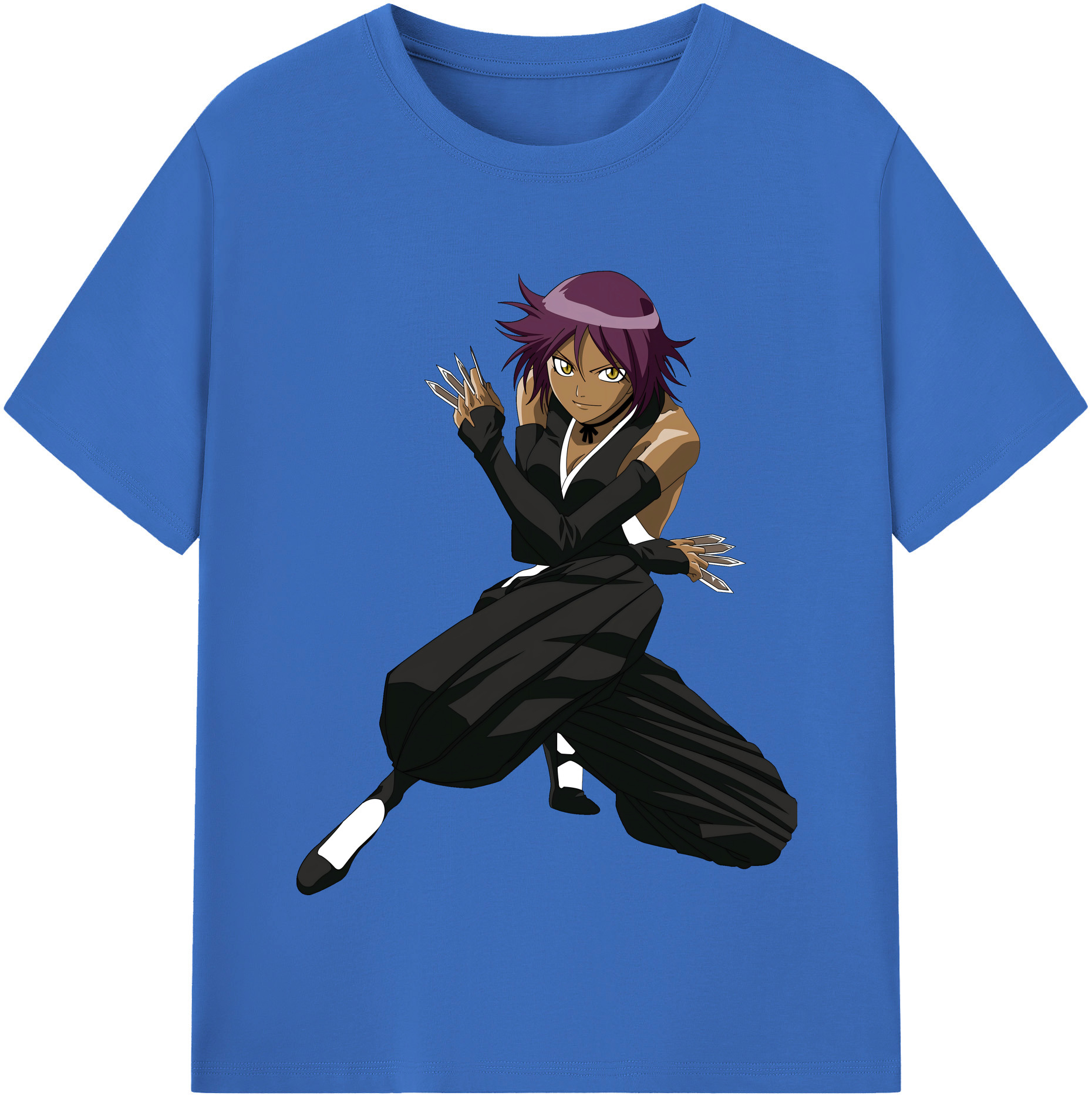 （画像用） ブリーチ 四楓院 夜一（しほういん よるいち） BLEACH Shihouin Yoruichi 綿100％半袖Tシャツ（フロントプリント）