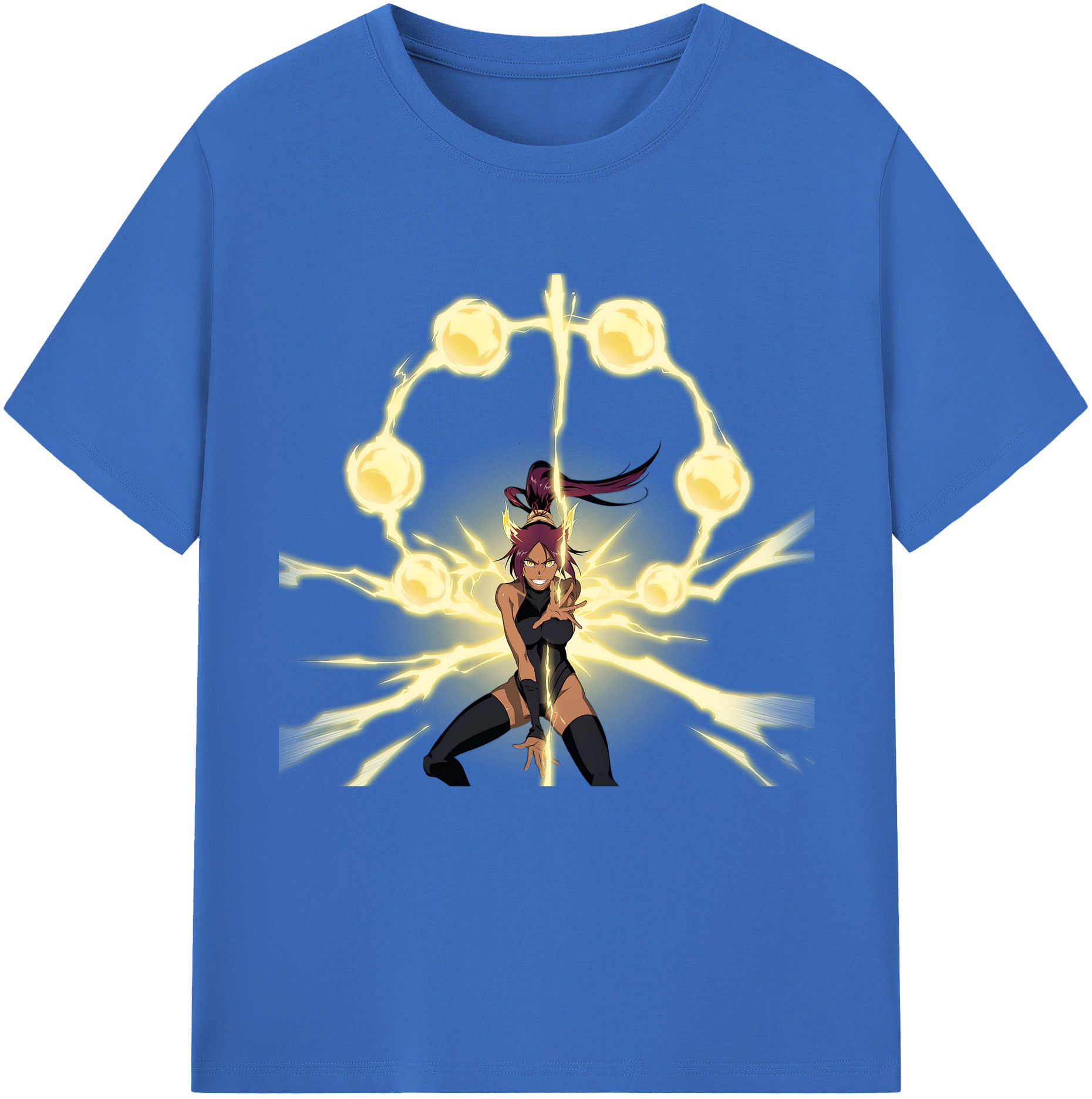 （画像用） ブリーチ 四楓院 夜一（しほういん よるいち） BLEACH Shihouin Yoruichi 綿100％半袖Tシャツ（フロントプリント）