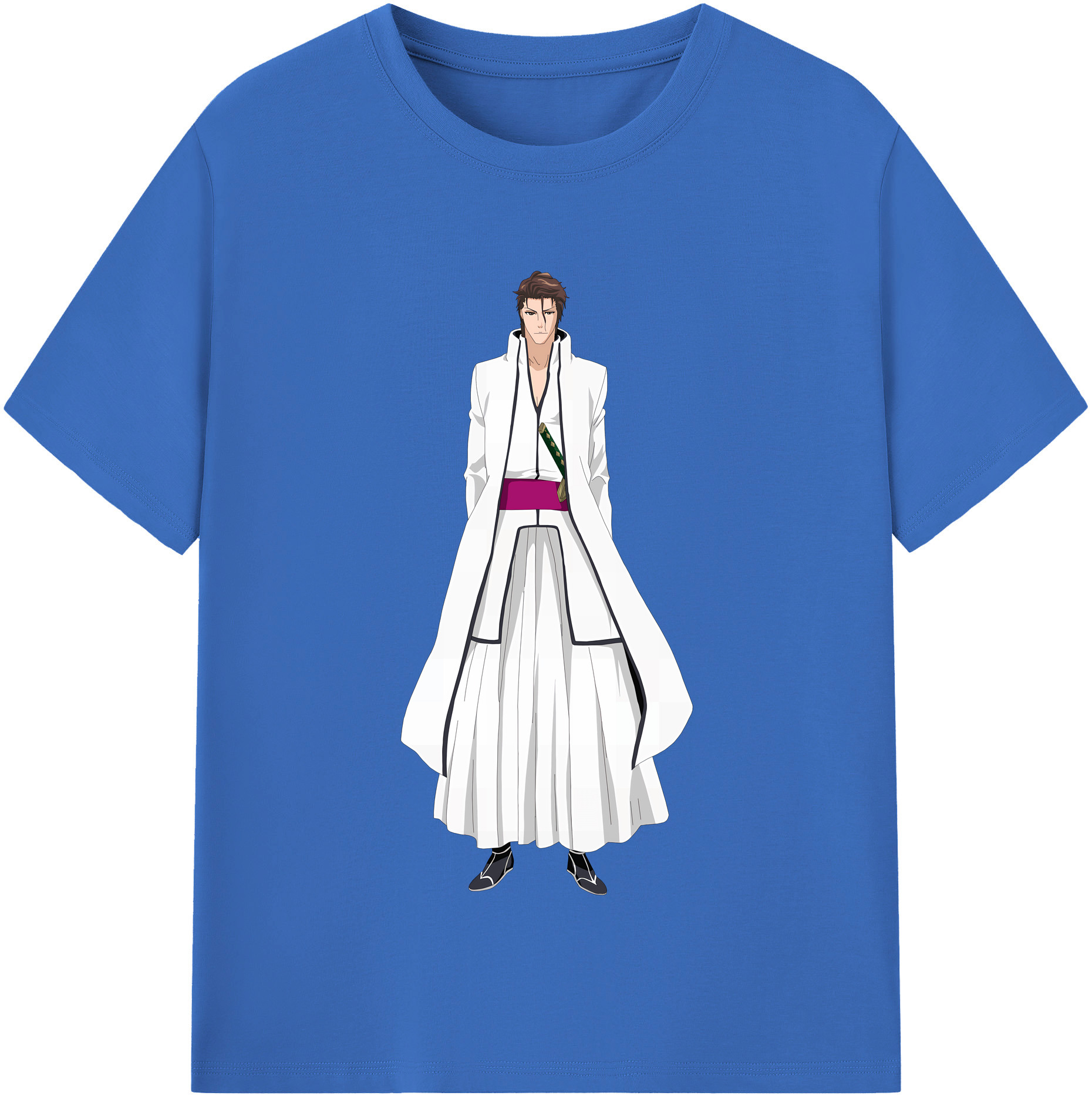 （画像用） ブリーチ 藍染 惣右介（あいぜん そうすけ） BLEACH Aizen Sousuke 綿100％半袖Tシャツ（フロントプリント）