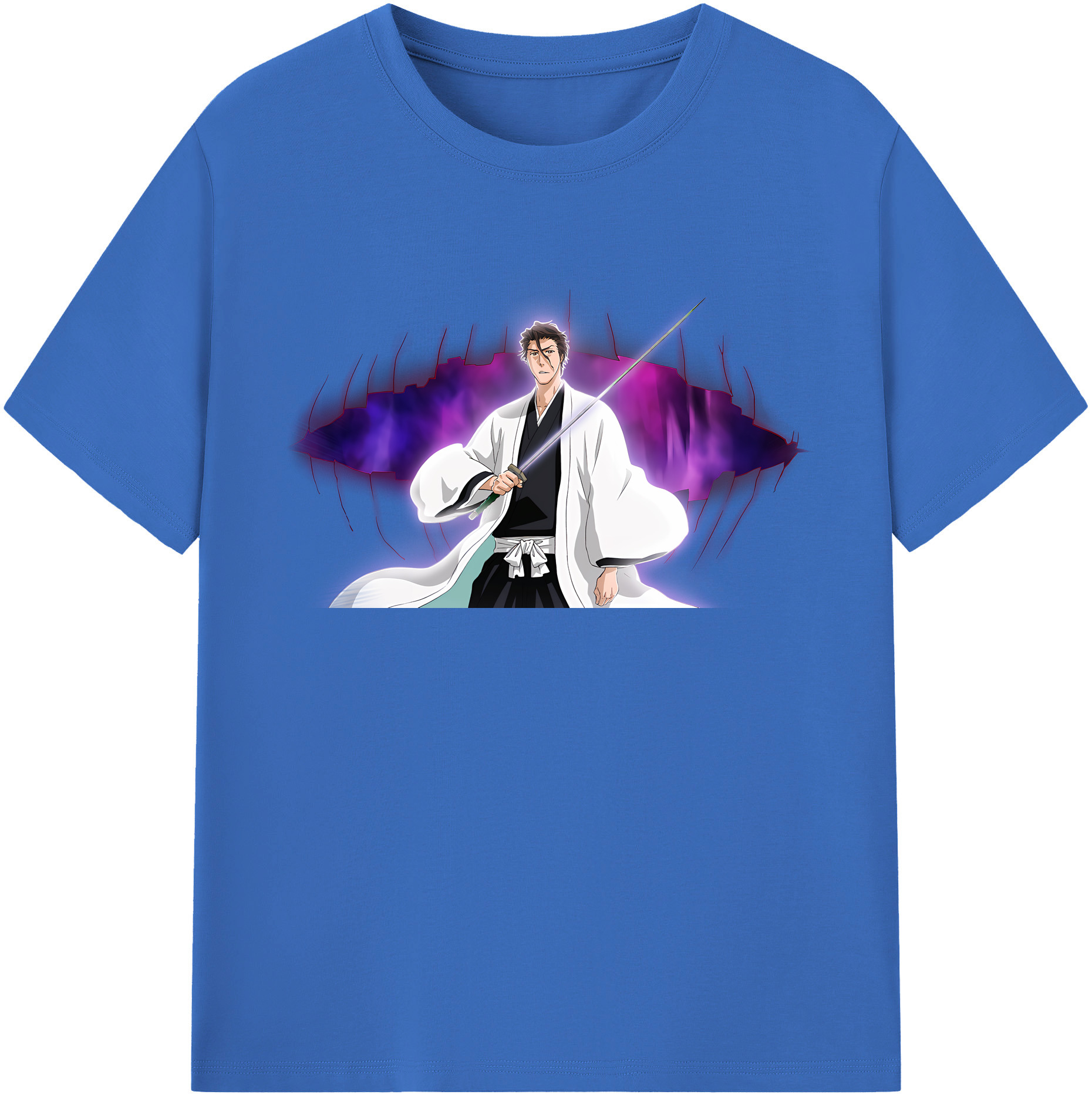 （画像用） ブリーチ 藍染 惣右介（あいぜん そうすけ） BLEACH Aizen Sousuke 綿100％半袖Tシャツ（フロントプリント）