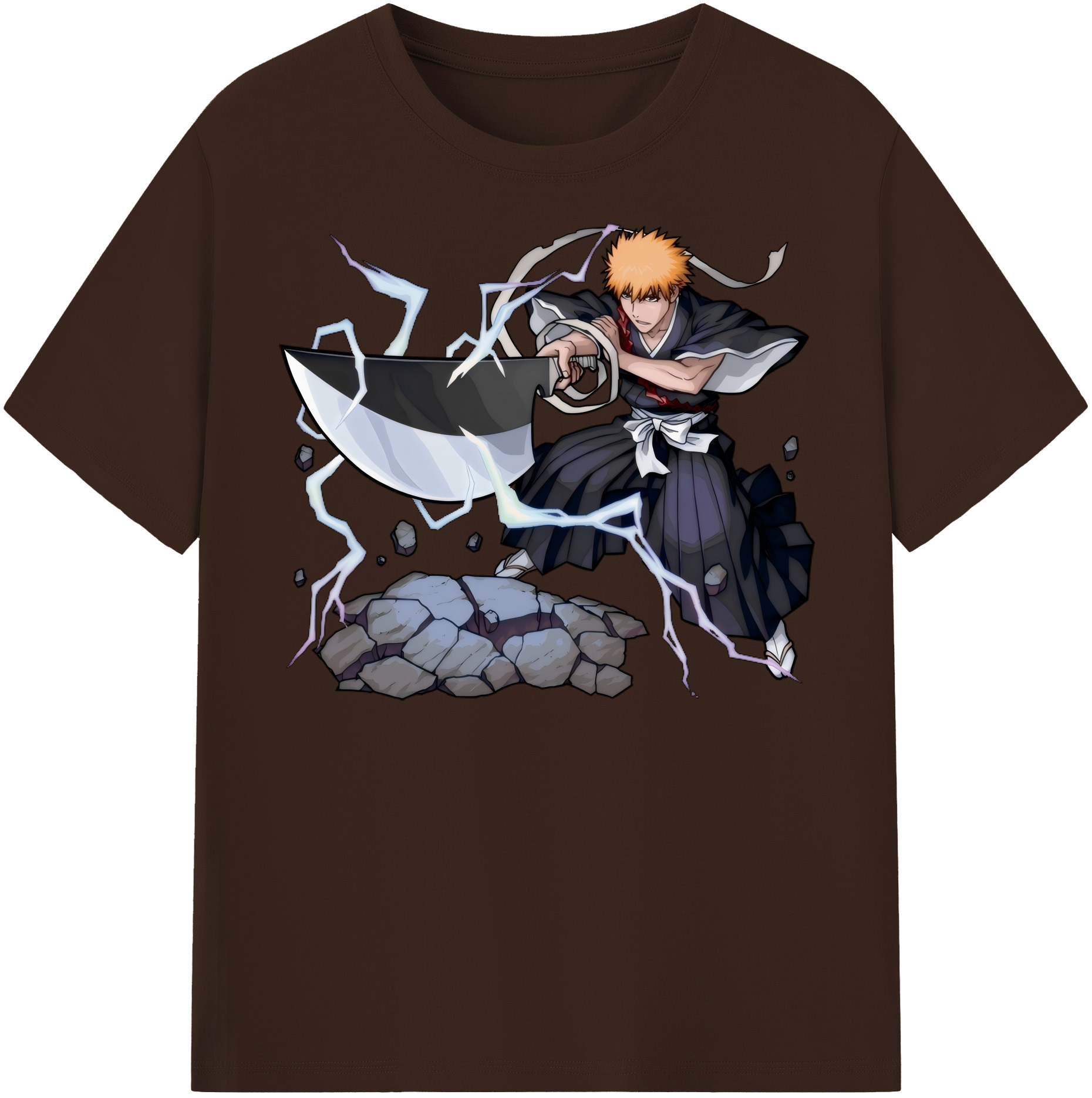 （画像用） ブリーチ 黒崎一護（くろさき いちご）BLEACH Kurosaki Ichigo 綿100％半袖Tシャツ（フロントプリント）