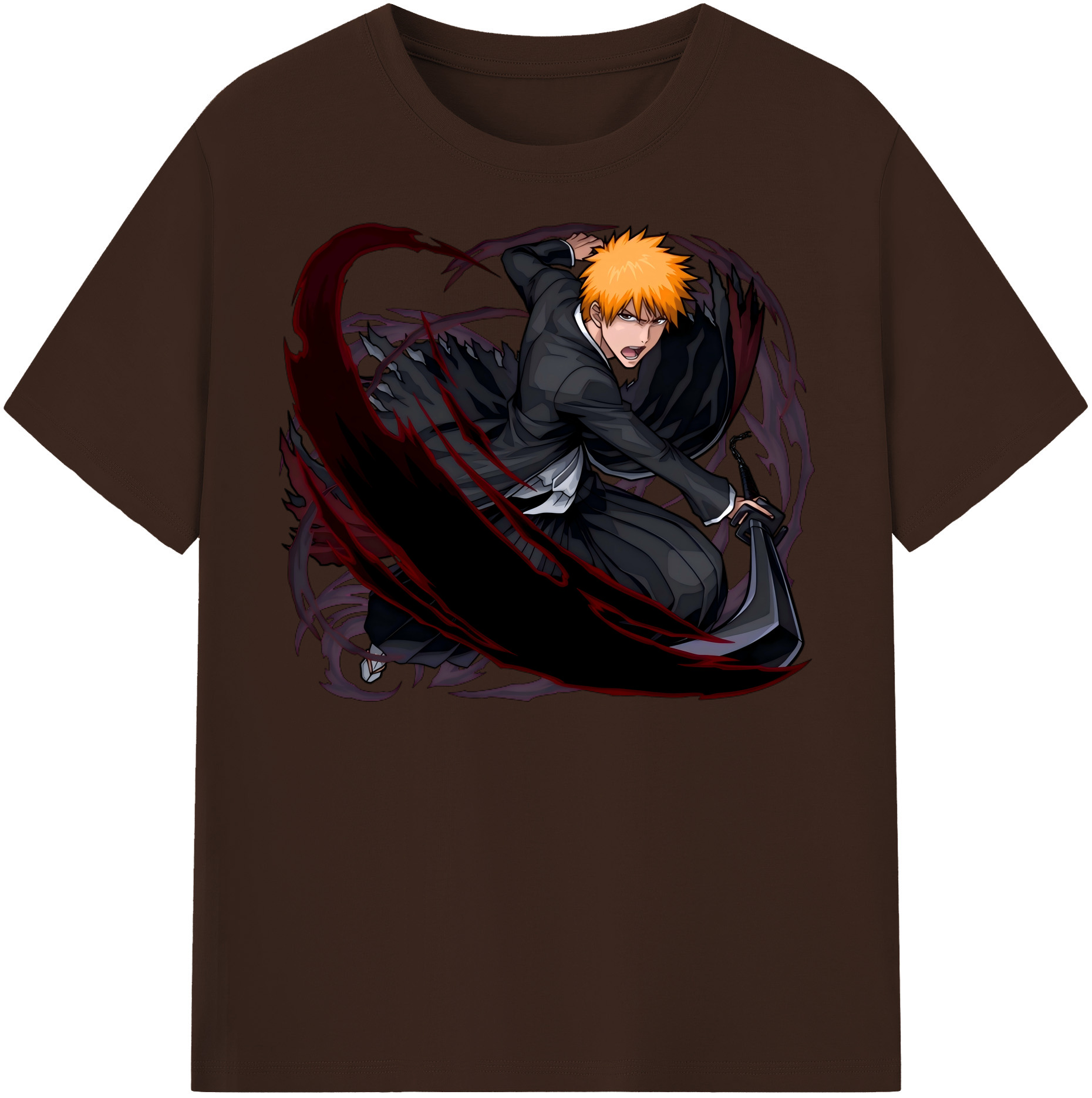 （画像用） ブリーチ 黒崎一護（くろさき いちご）BLEACH Kurosaki Ichigo 綿100％半袖Tシャツ（フロントプリント）