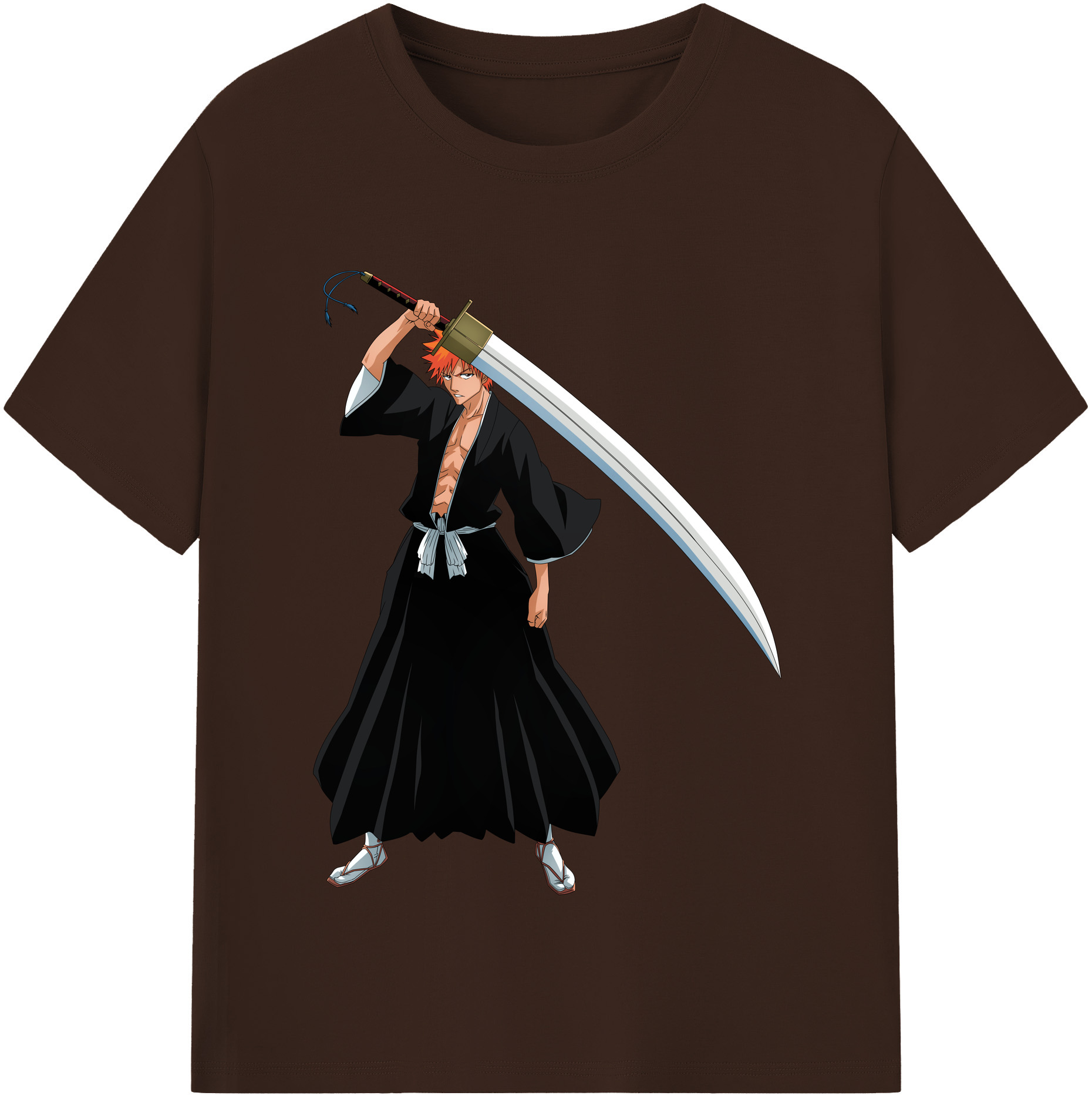 （画像用） ブリーチ 黒崎一護（くろさき いちご）BLEACH Kurosaki Ichigo 綿100％半袖Tシャツ（フロントプリント）