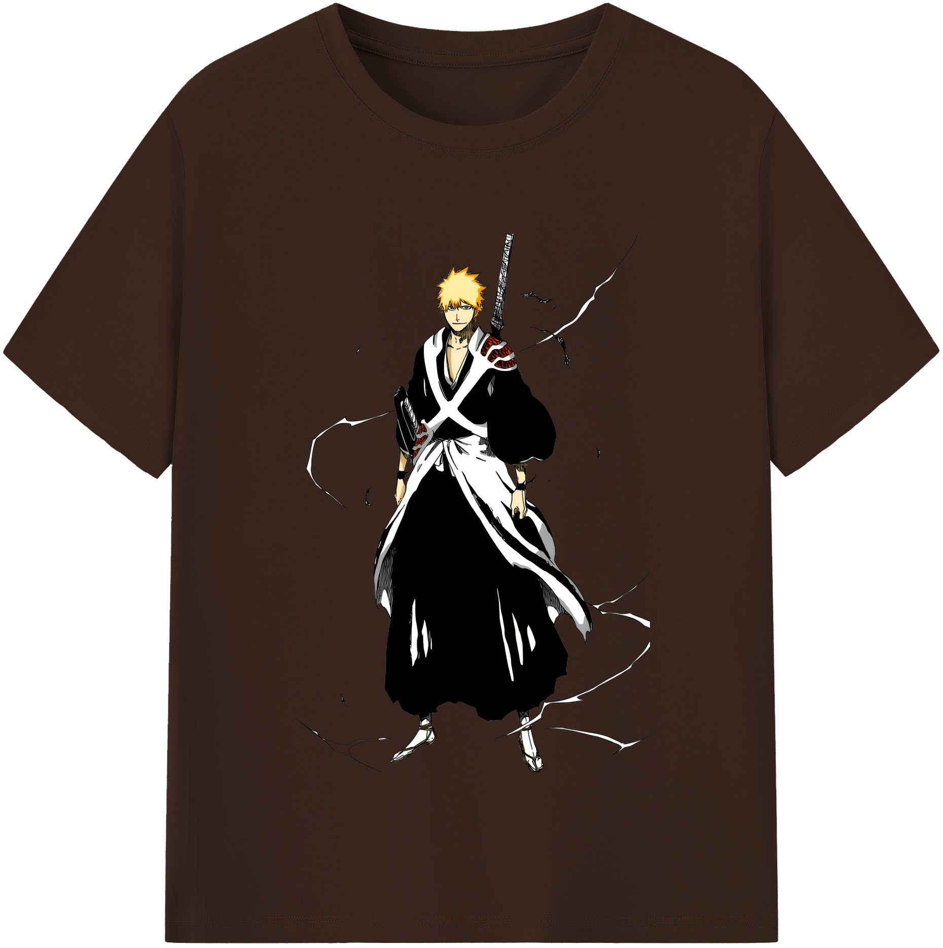 （画像用） ブリーチ 黒崎一護（くろさき いちご）BLEACH Kurosaki Ichigo 綿100％半袖Tシャツ（フロントプリント）
