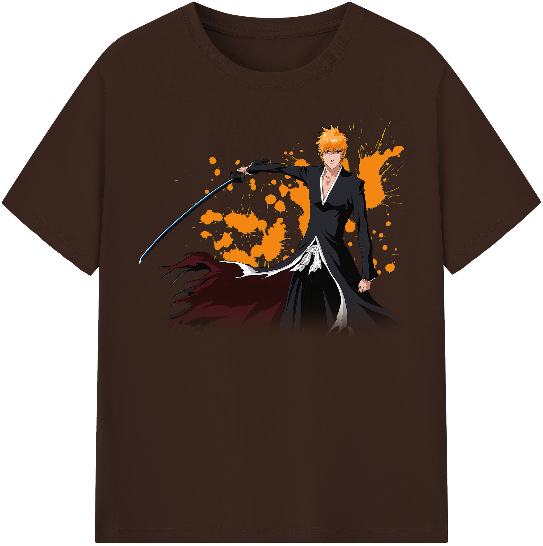 （画像用） ブリーチ 黒崎一護（くろさき いちご）BLEACH Kurosaki Ichigo 綿100％半袖Tシャツ（フロントプリント）
