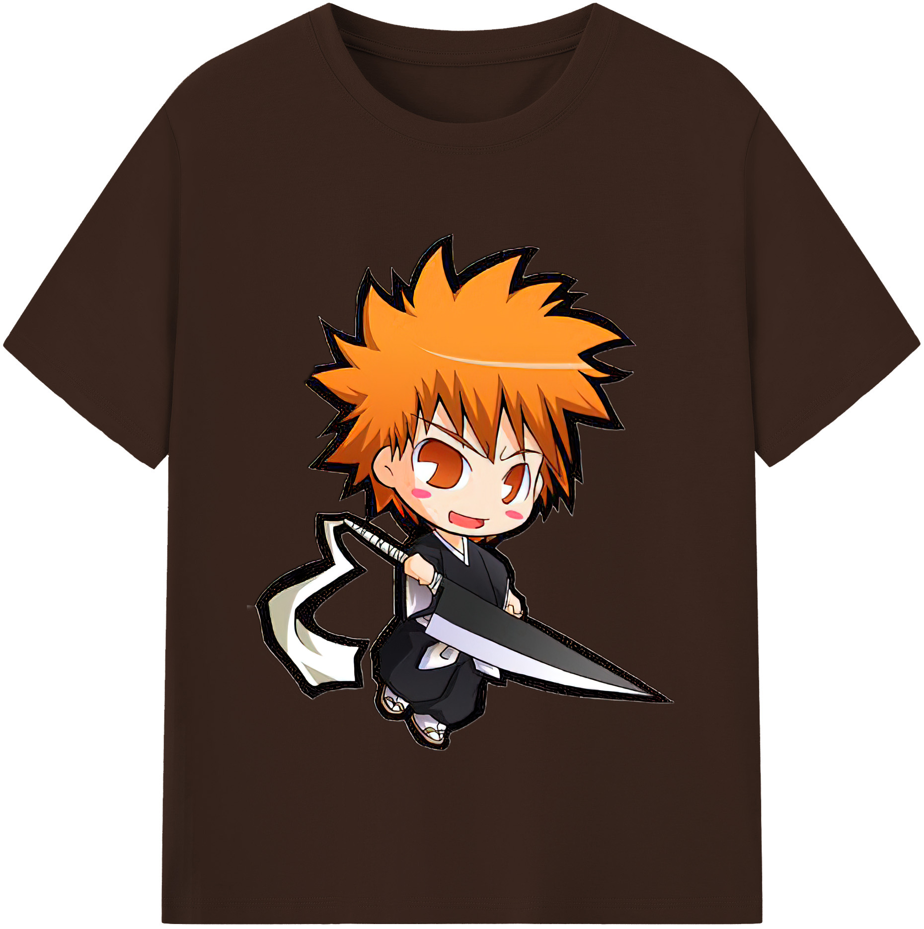 （画像用） ブリーチ 黒崎一護（くろさき いちご）BLEACH Kurosaki Ichigo 綿100％半袖Tシャツ（フロントプリント）