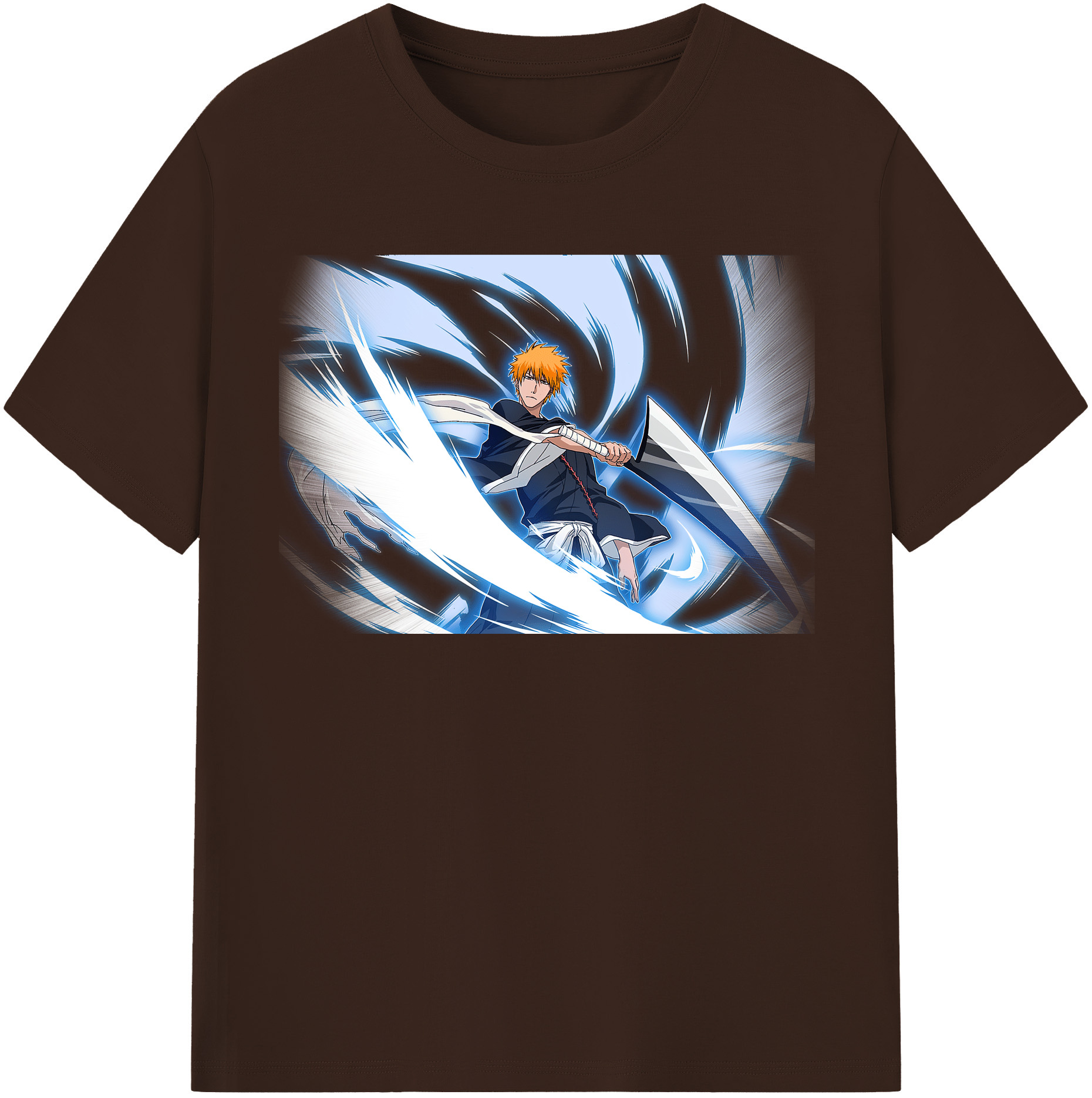 （画像用） ブリーチ 黒崎一護（くろさき いちご）BLEACH Kurosaki Ichigo 綿100％半袖Tシャツ（フロントプリント）