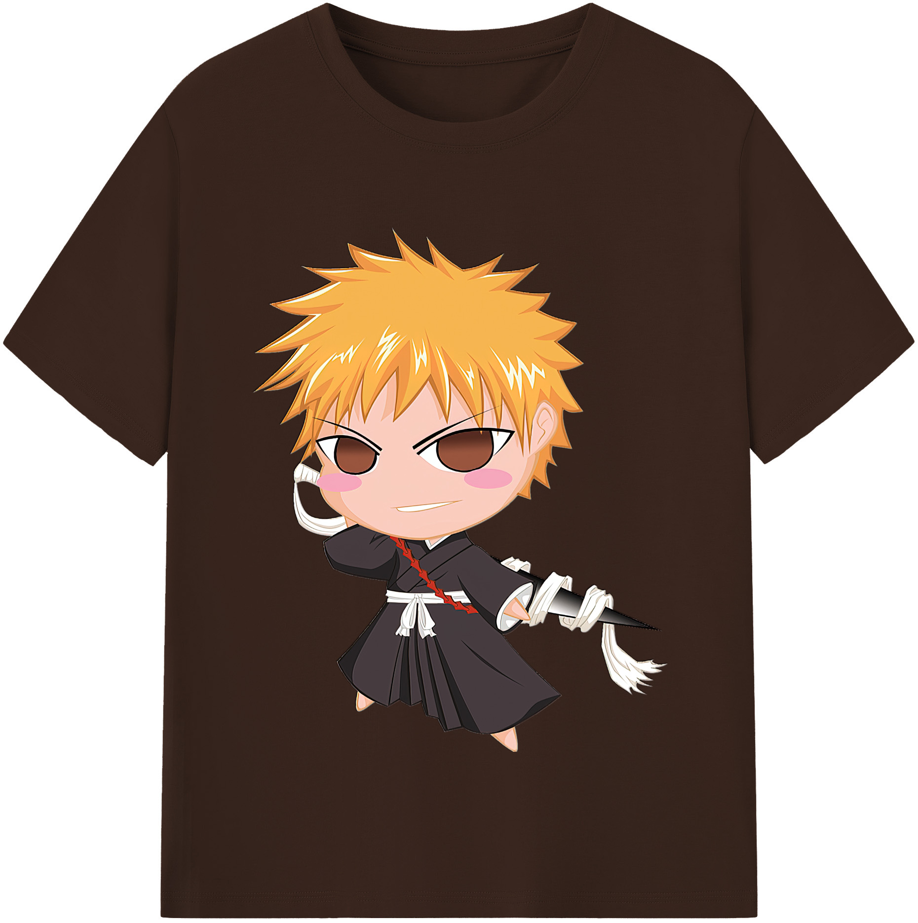 （画像用） ブリーチ 黒崎一護（くろさき いちご）BLEACH Kurosaki Ichigo 綿100％半袖Tシャツ（フロントプリント）