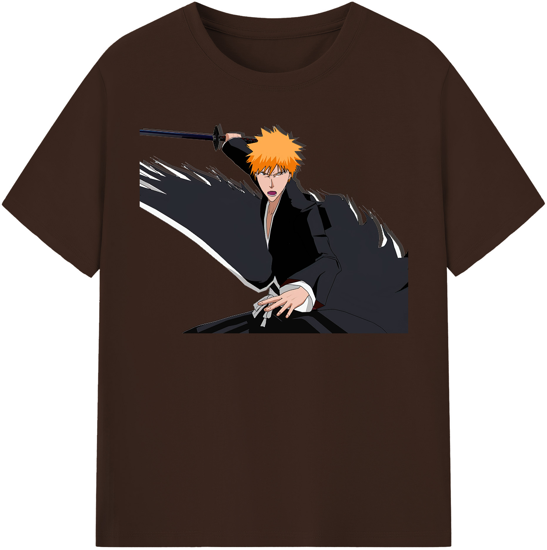 （画像用） ブリーチ 黒崎一護（くろさき いちご）BLEACH Kurosaki Ichigo 綿100％半袖Tシャツ（フロントプリント）