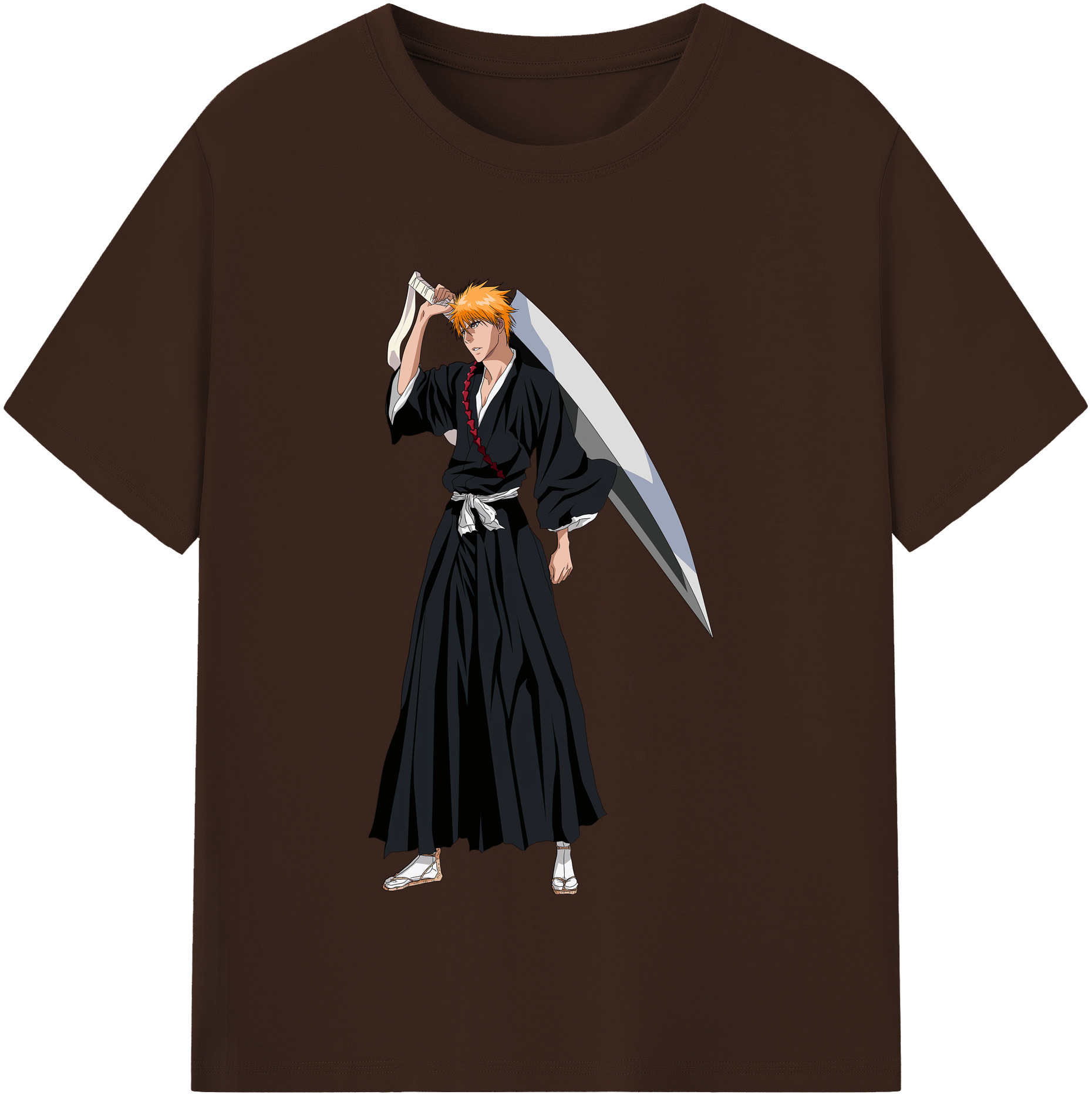 （画像用） ブリーチ 黒崎一護（くろさき いちご）BLEACH Kurosaki Ichigo 綿100％半袖Tシャツ（フロントプリント）