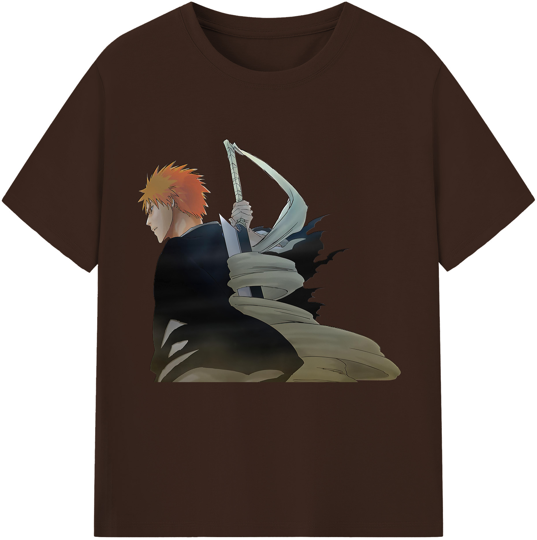 （画像用） ブリーチ 黒崎一護（くろさき いちご）BLEACH Kurosaki Ichigo 綿100％半袖Tシャツ（フロントプリント）