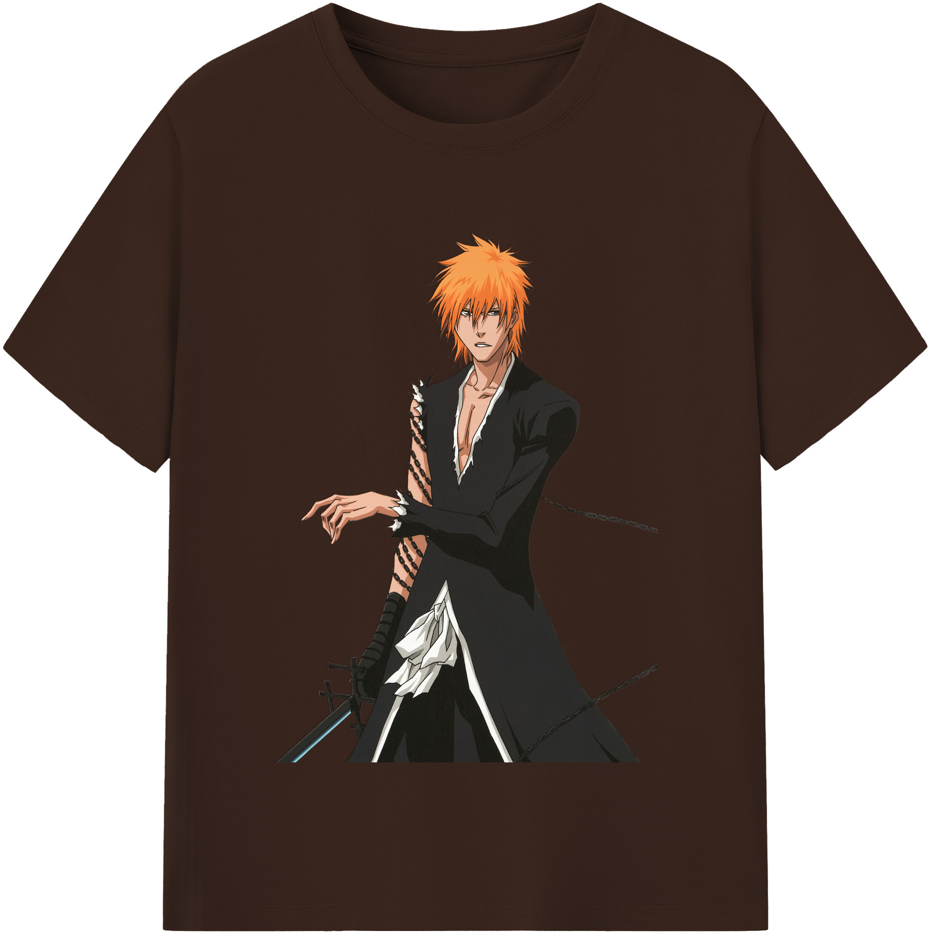 （画像用） ブリーチ 黒崎一護（くろさき いちご）BLEACH Kurosaki Ichigo 綿100％半袖Tシャツ（フロントプリント）