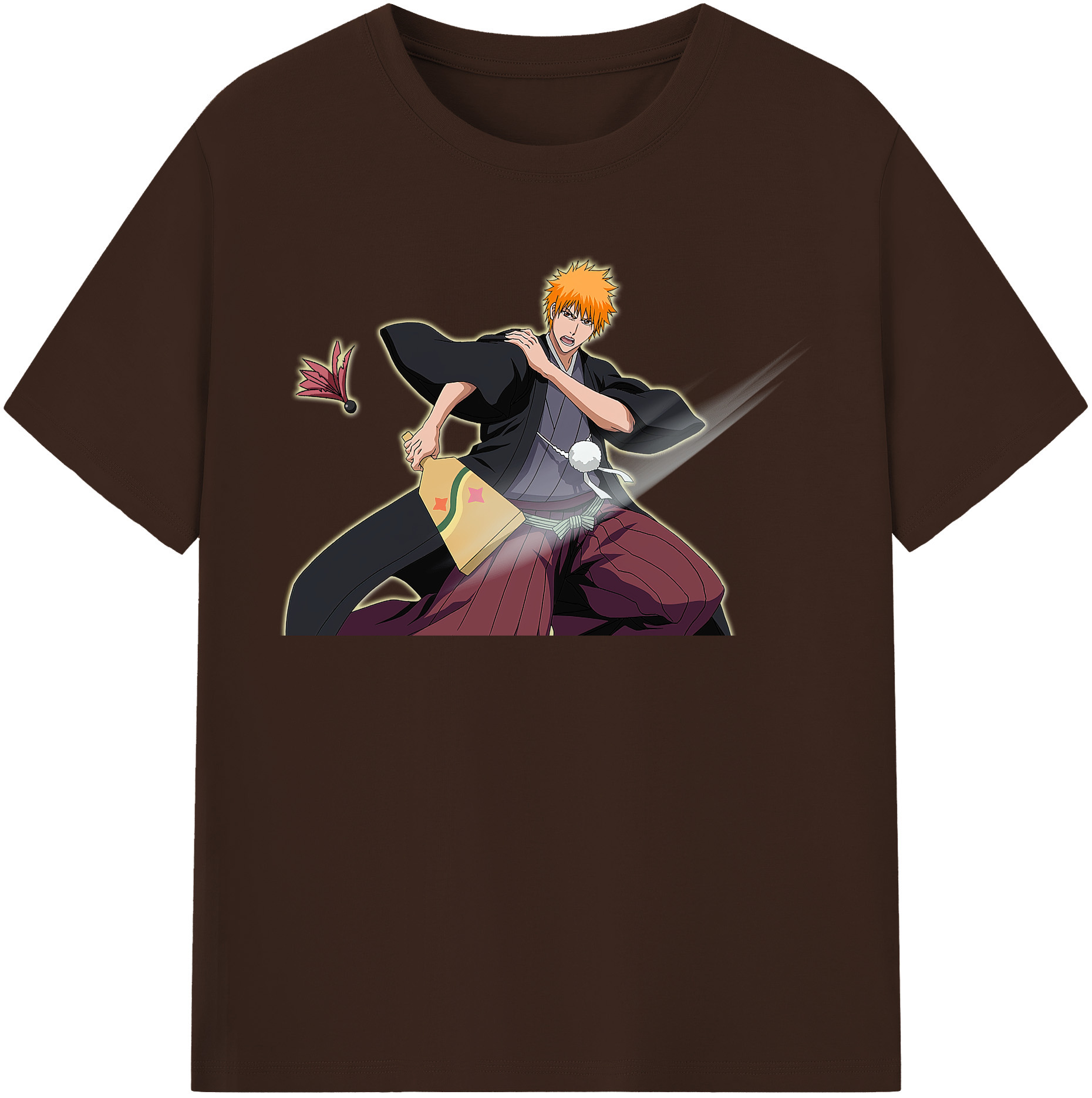 （画像用） ブリーチ 黒崎一護（くろさき いちご）BLEACH Kurosaki Ichigo 綿100％半袖Tシャツ（フロントプリント）