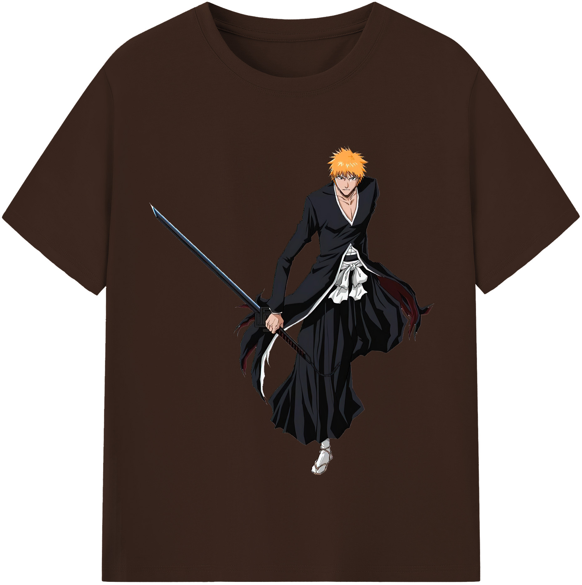 （画像用） ブリーチ 黒崎一護（くろさき いちご）BLEACH Kurosaki Ichigo 綿100％半袖Tシャツ（フロントプリント）