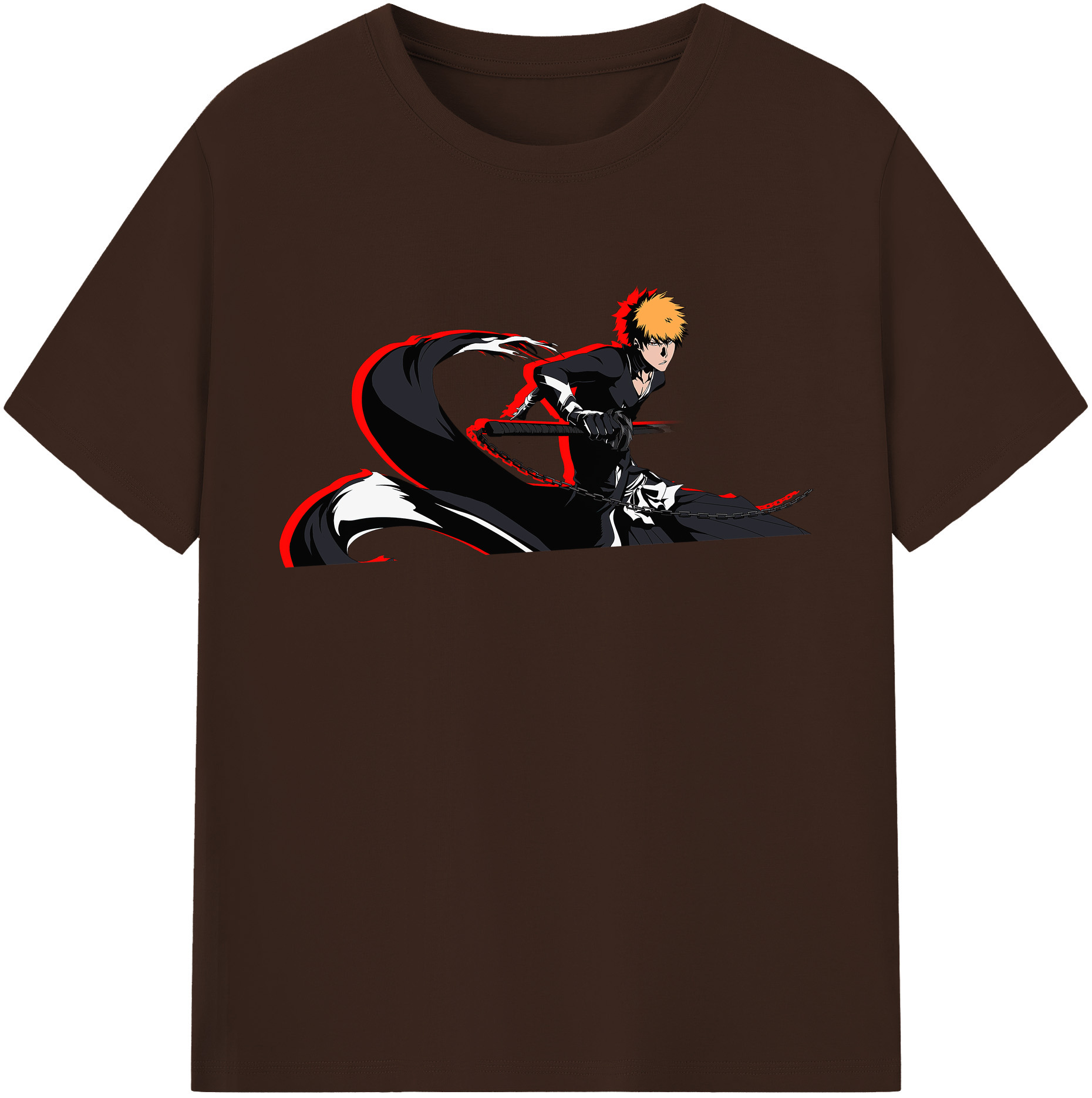 （画像用） ブリーチ 黒崎一護（くろさき いちご）BLEACH Kurosaki Ichigo 綿100％半袖Tシャツ（フロントプリント）