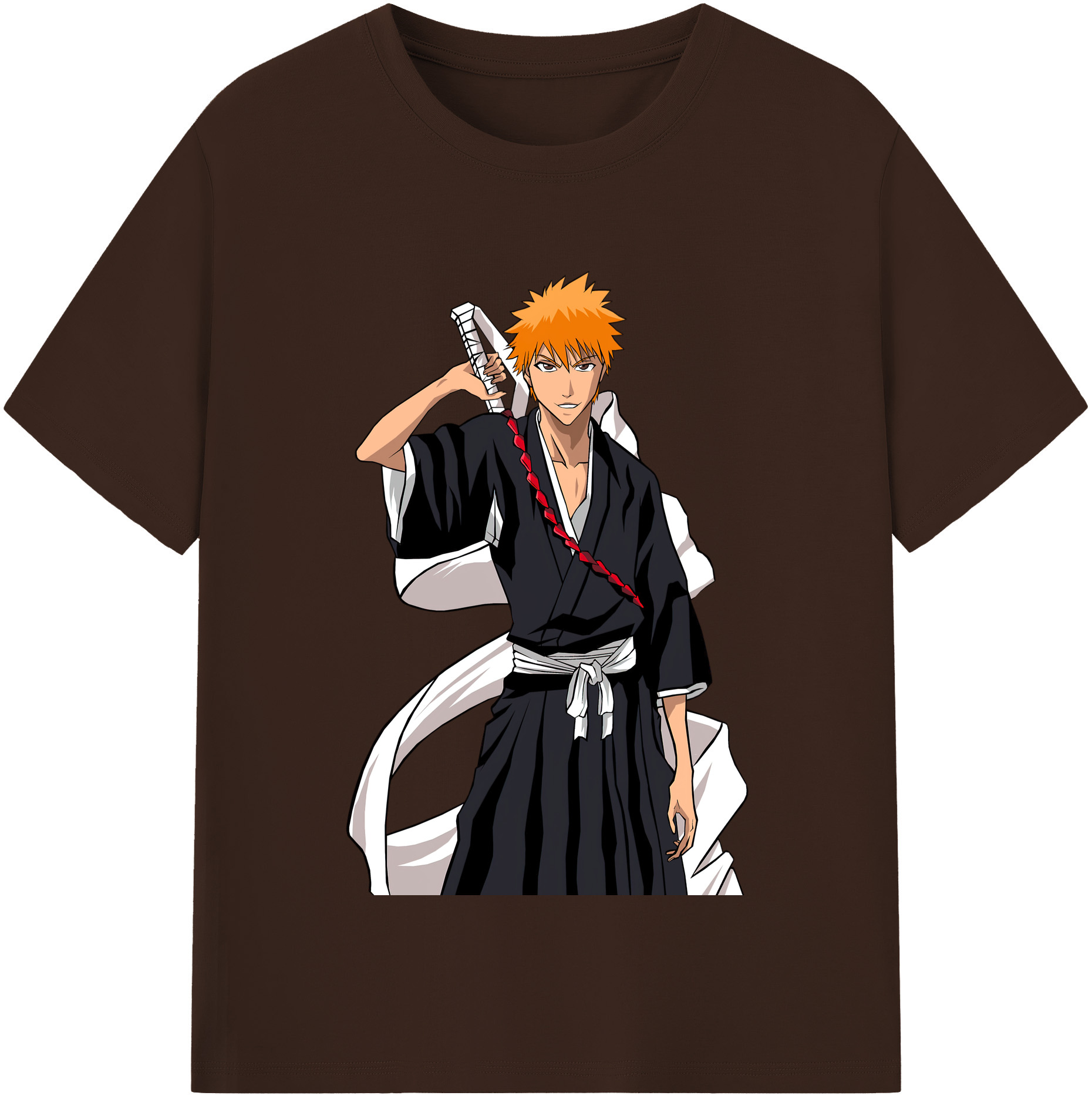 （画像用） ブリーチ 黒崎一護（くろさき いちご）BLEACH Kurosaki Ichigo 綿100％半袖Tシャツ（フロントプリント）