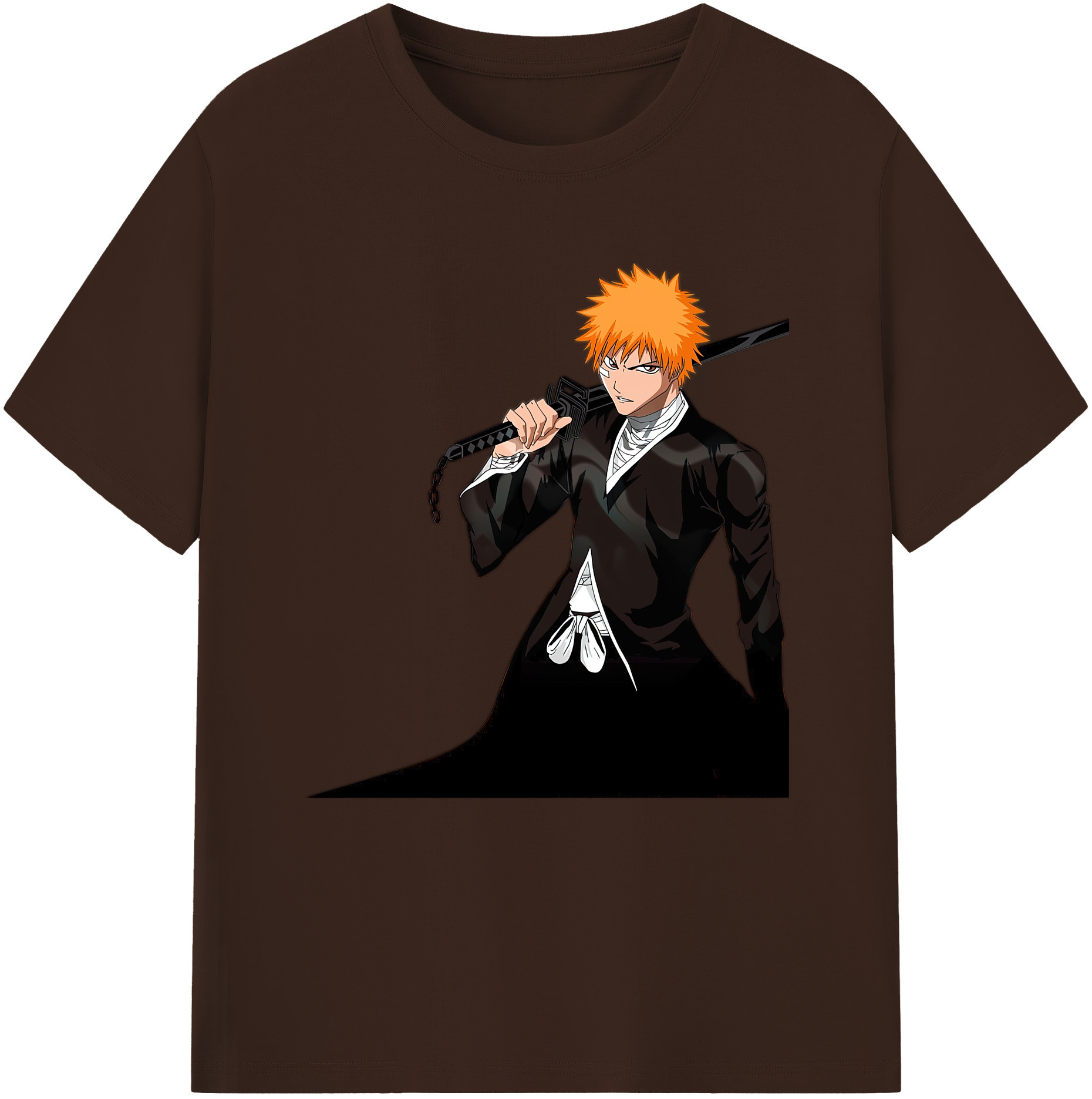 （画像用） ブリーチ 黒崎一護（くろさき いちご）BLEACH Kurosaki Ichigo 綿100％半袖Tシャツ（フロントプリント）