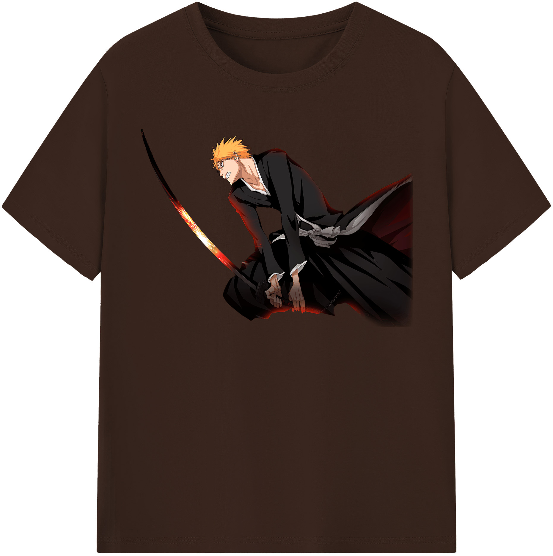 （画像用） ブリーチ 黒崎一護（くろさき いちご）BLEACH Kurosaki Ichigo 綿100％半袖Tシャツ（フロントプリント）