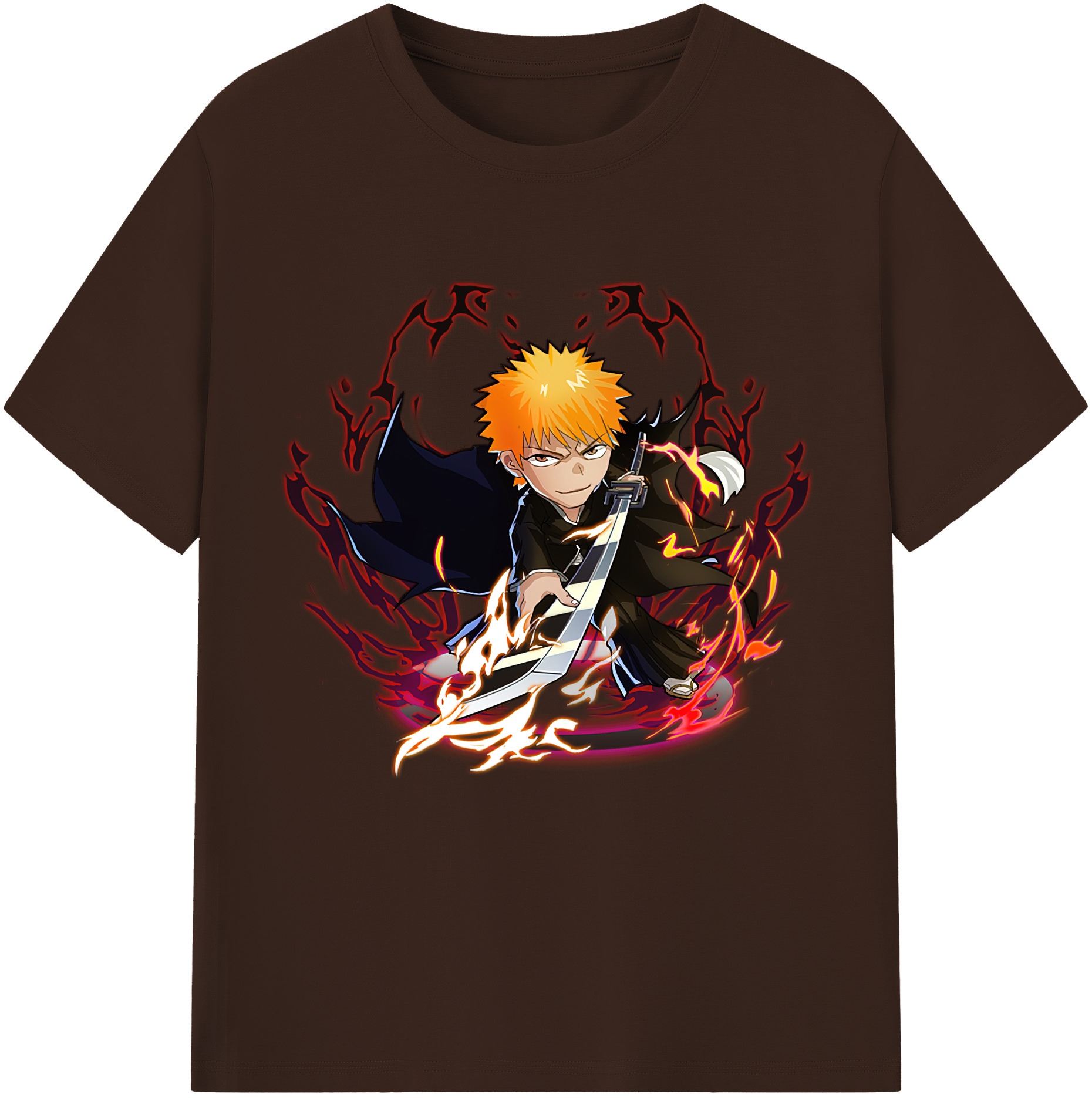 （画像用） ブリーチ 黒崎一護（くろさき いちご）BLEACH Kurosaki Ichigo 綿100％半袖Tシャツ（フロントプリント）