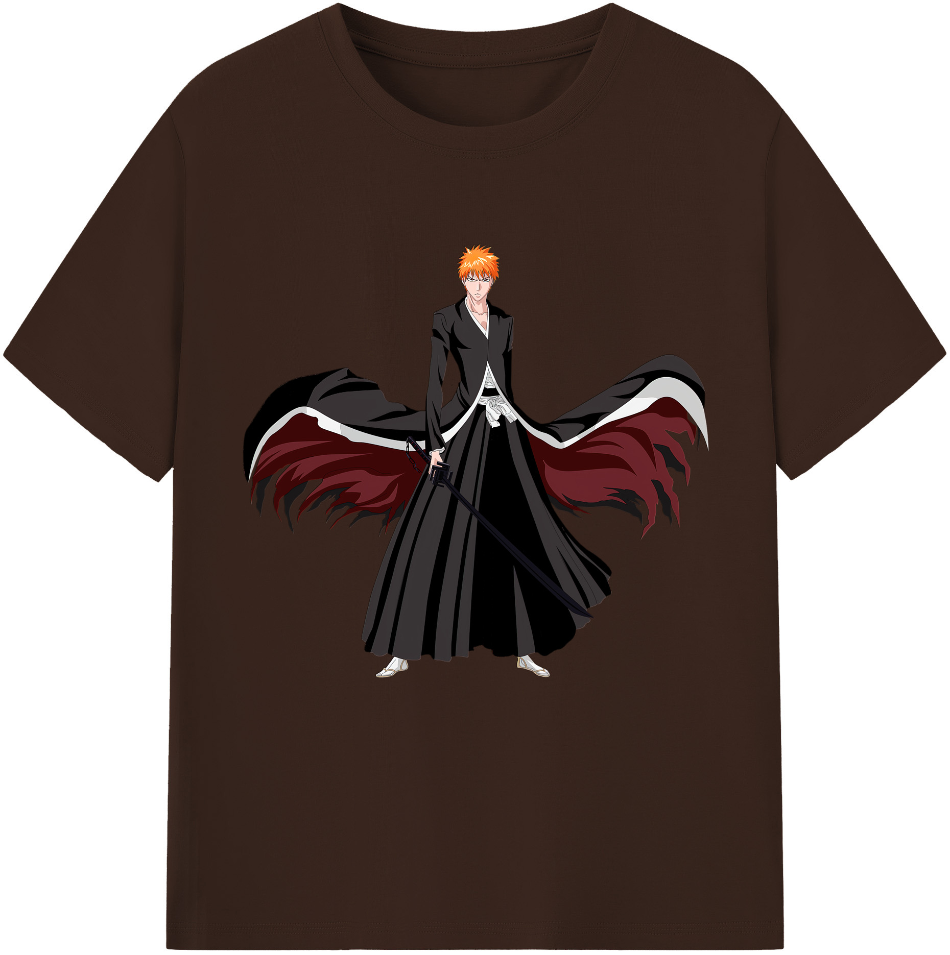 （画像用） ブリーチ 黒崎一護（くろさき いちご）BLEACH Kurosaki Ichigo 綿100％半袖Tシャツ（フロントプリント）