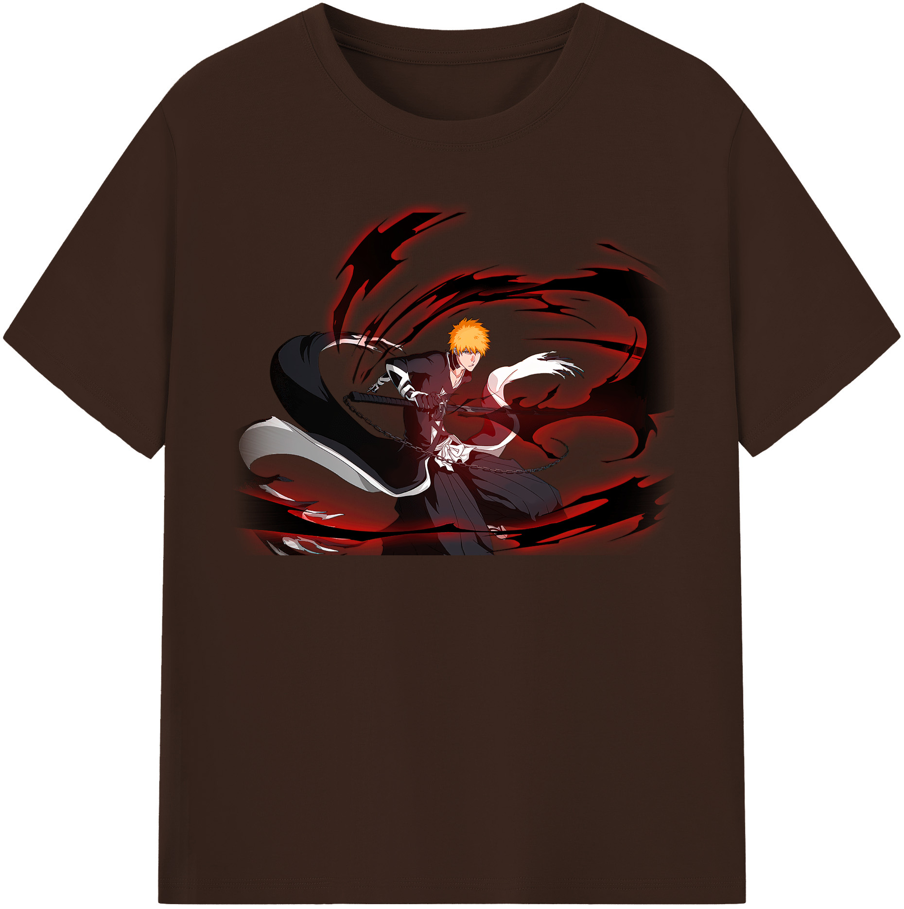 （画像用） ブリーチ 黒崎一護（くろさき いちご）BLEACH Kurosaki Ichigo 綿100％半袖Tシャツ（フロントプリント）