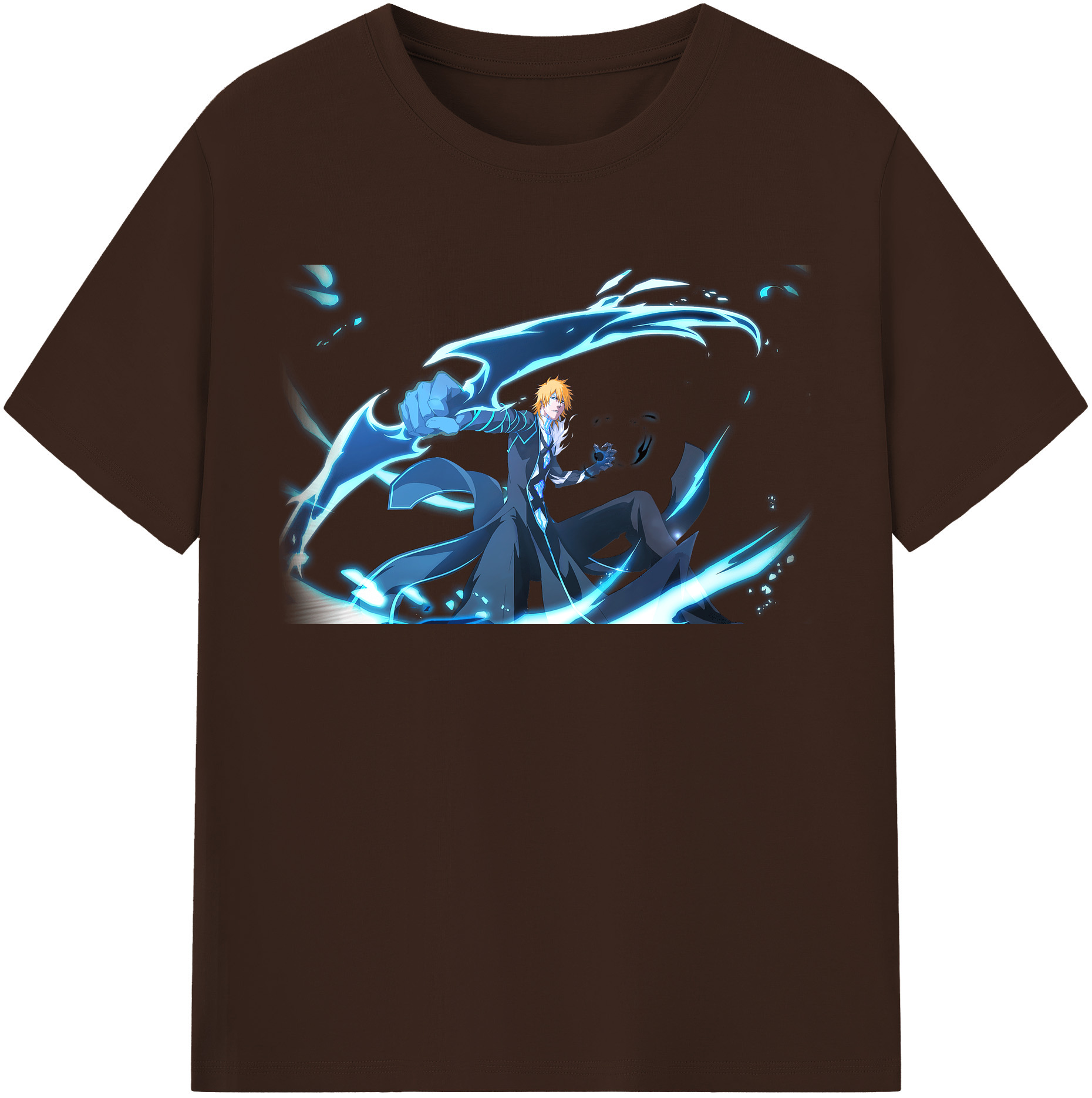 （画像用） ブリーチ 黒崎一護（くろさき いちご）BLEACH Kurosaki Ichigo 綿100％半袖Tシャツ（フロントプリント）