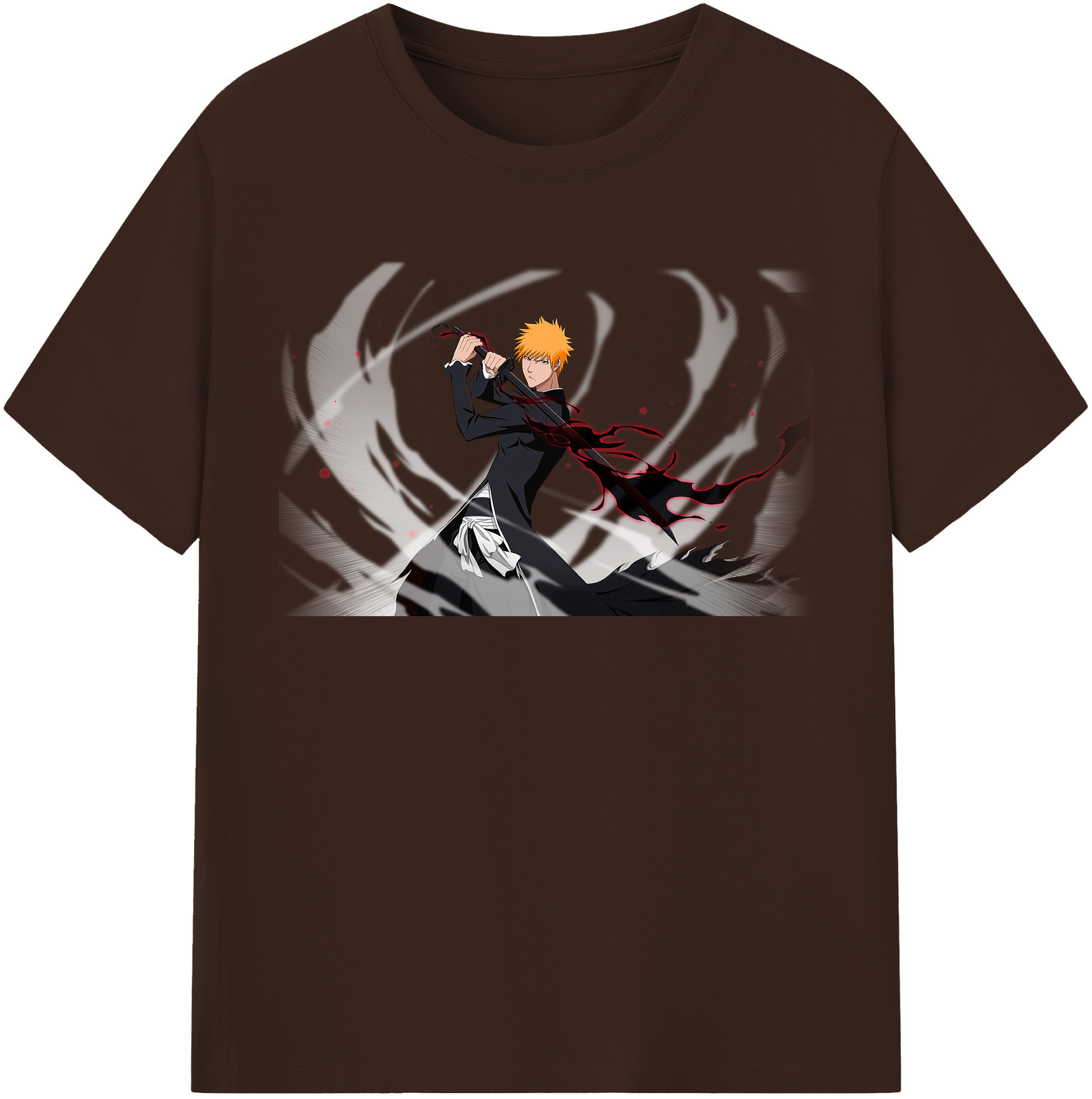 （画像用） ブリーチ 黒崎一護（くろさき いちご）BLEACH Kurosaki Ichigo 綿100％半袖Tシャツ（フロントプリント）