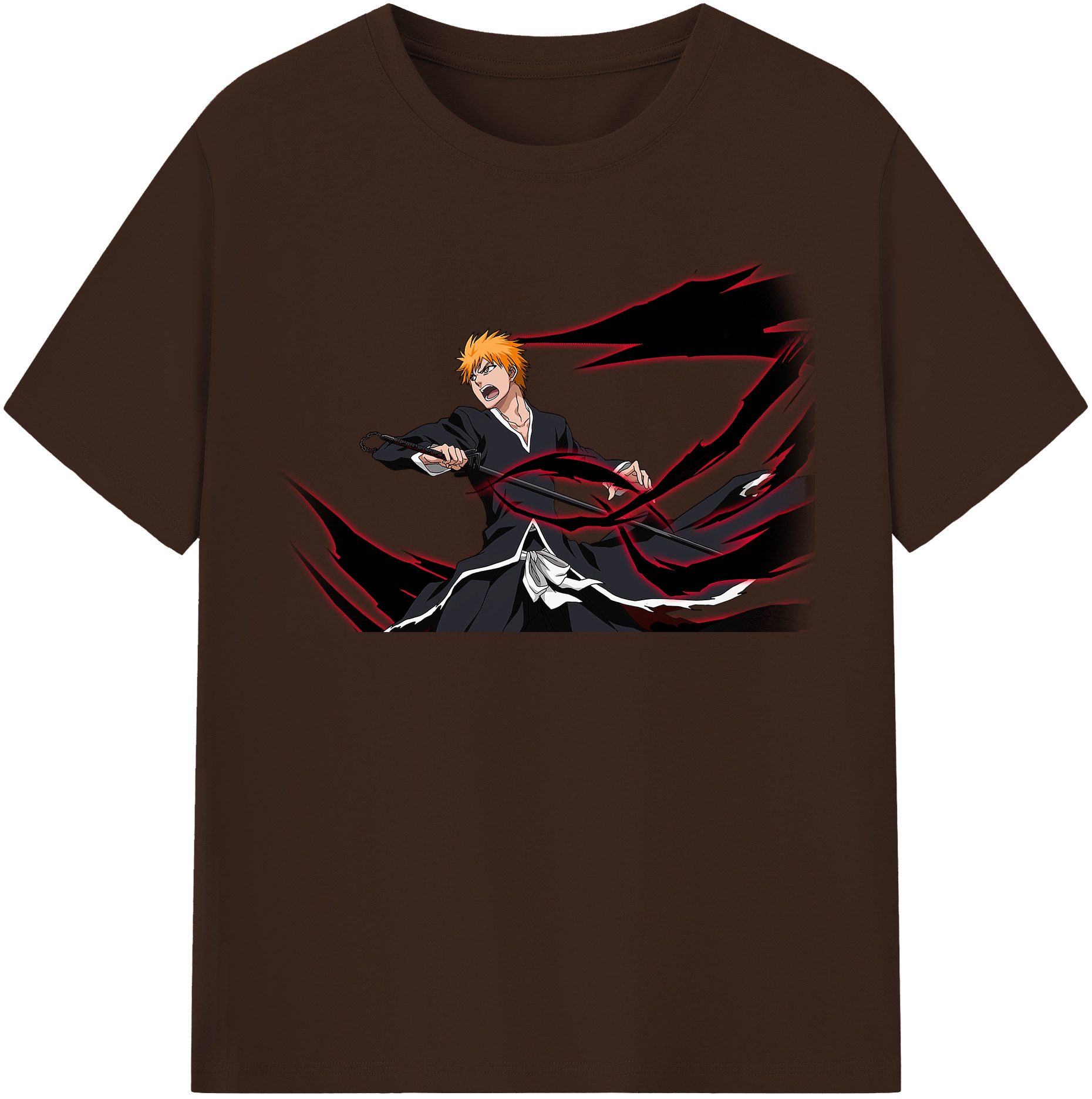 （画像用） ブリーチ 黒崎一護（くろさき いちご）BLEACH Kurosaki Ichigo 綿100％半袖Tシャツ（フロントプリント）