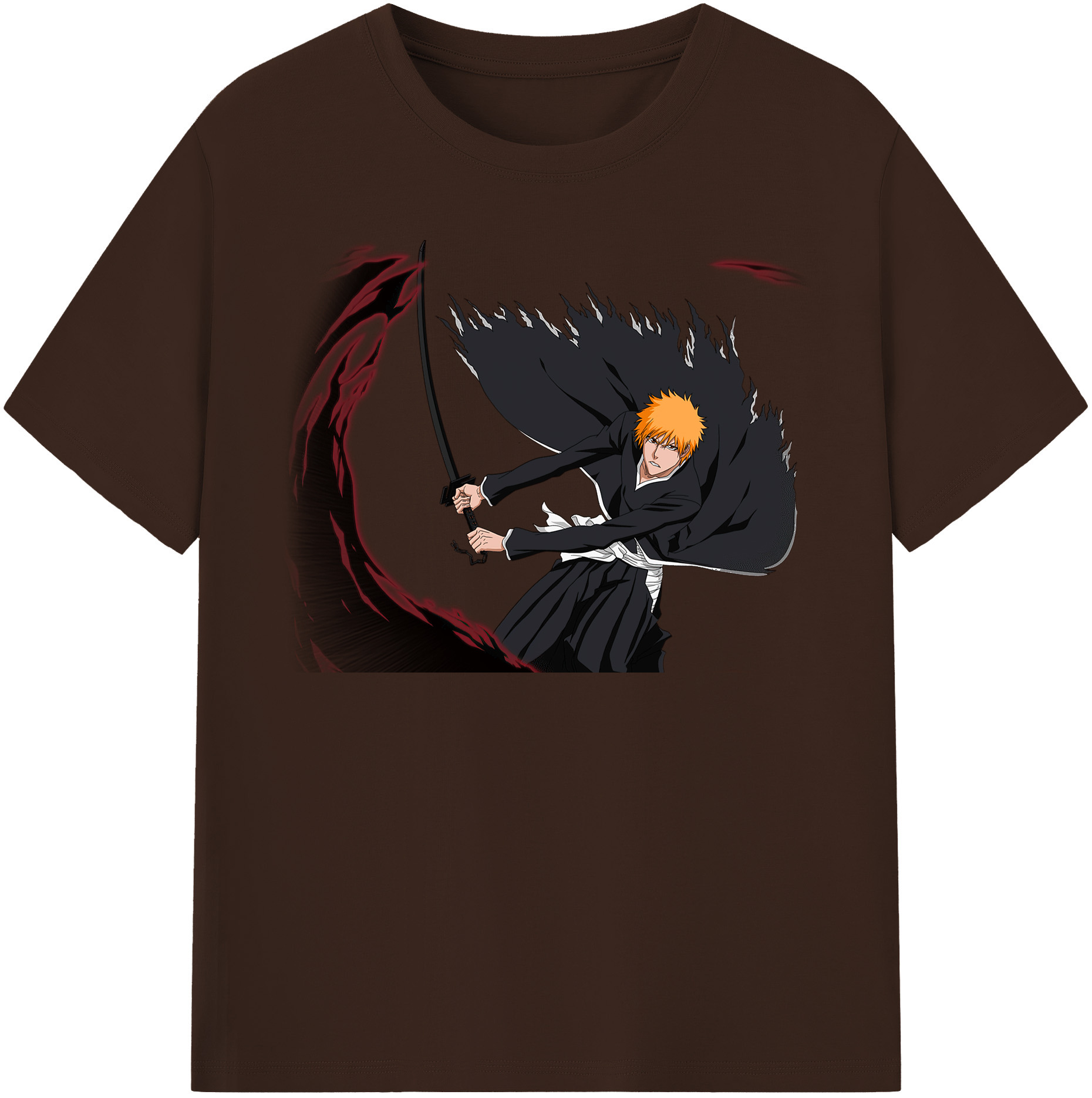 （画像用） ブリーチ 黒崎一護（くろさき いちご）BLEACH Kurosaki Ichigo 綿100％半袖Tシャツ（フロントプリント）